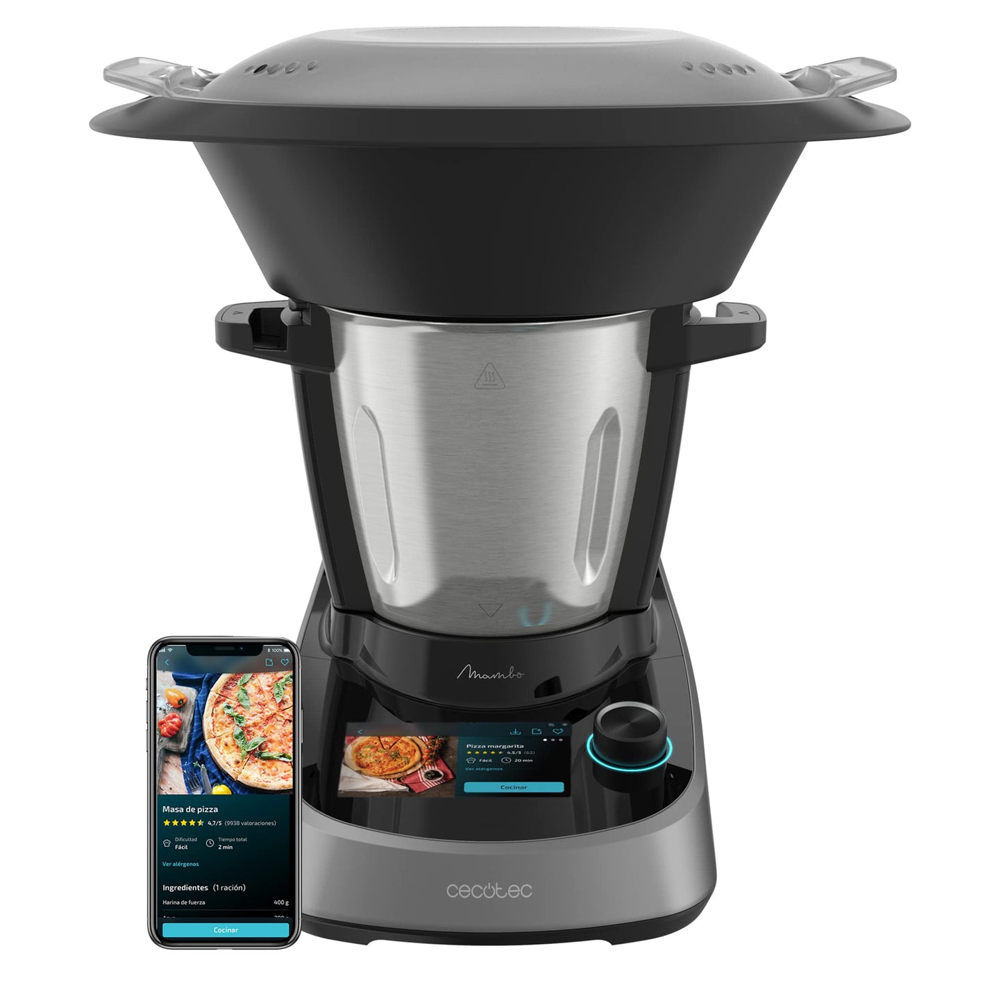 Cecotec Mambo 11090 Multifunctional Kitchen Robot 1600 W, 37 Functions, App, Scale and 3.3 Litre Stainless Steel Jug, Dishwasher Safe, Recipe Book and Accessories