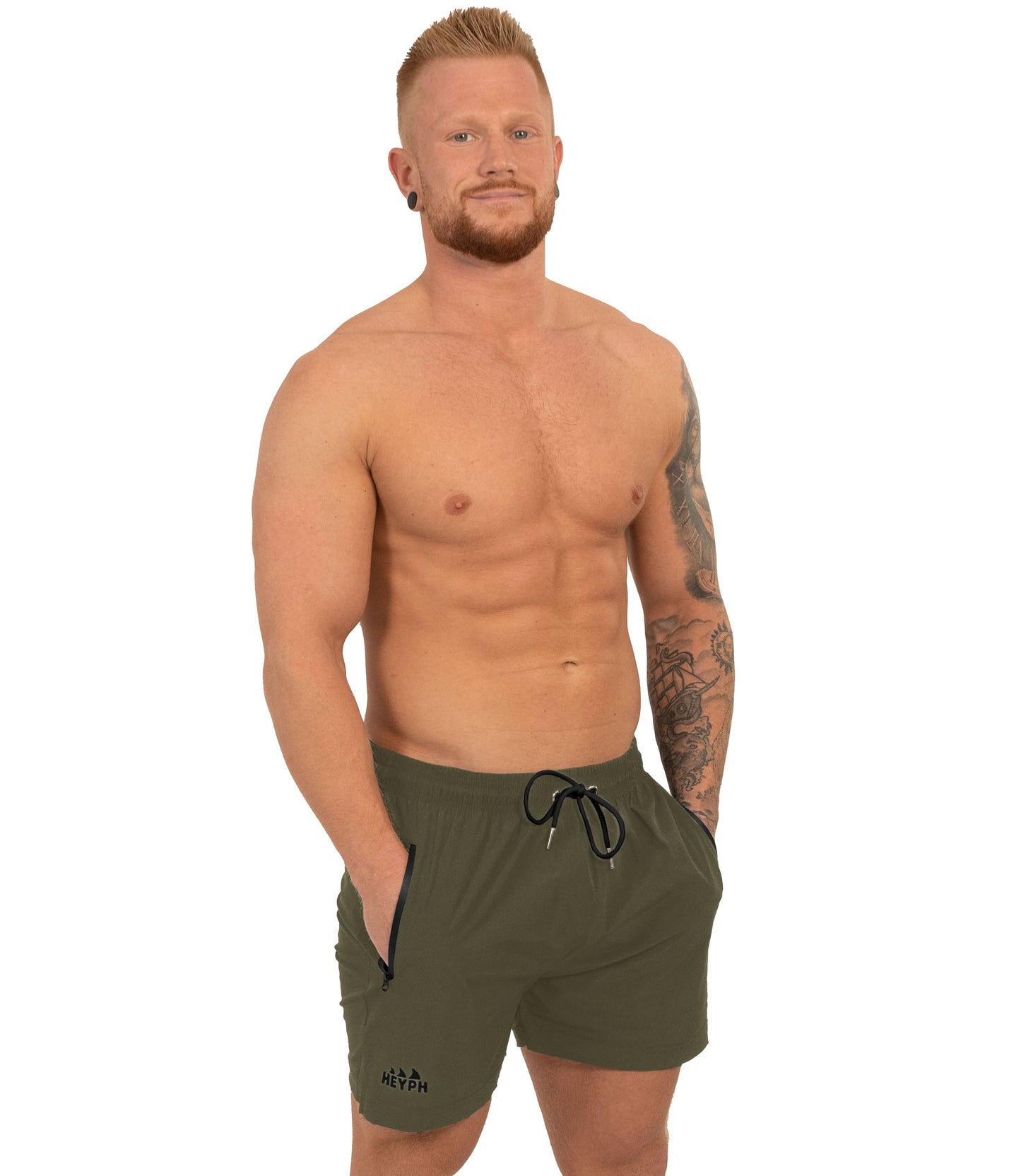 Men’s Designer Swim Shorts – Short Length with Zipper Pockets