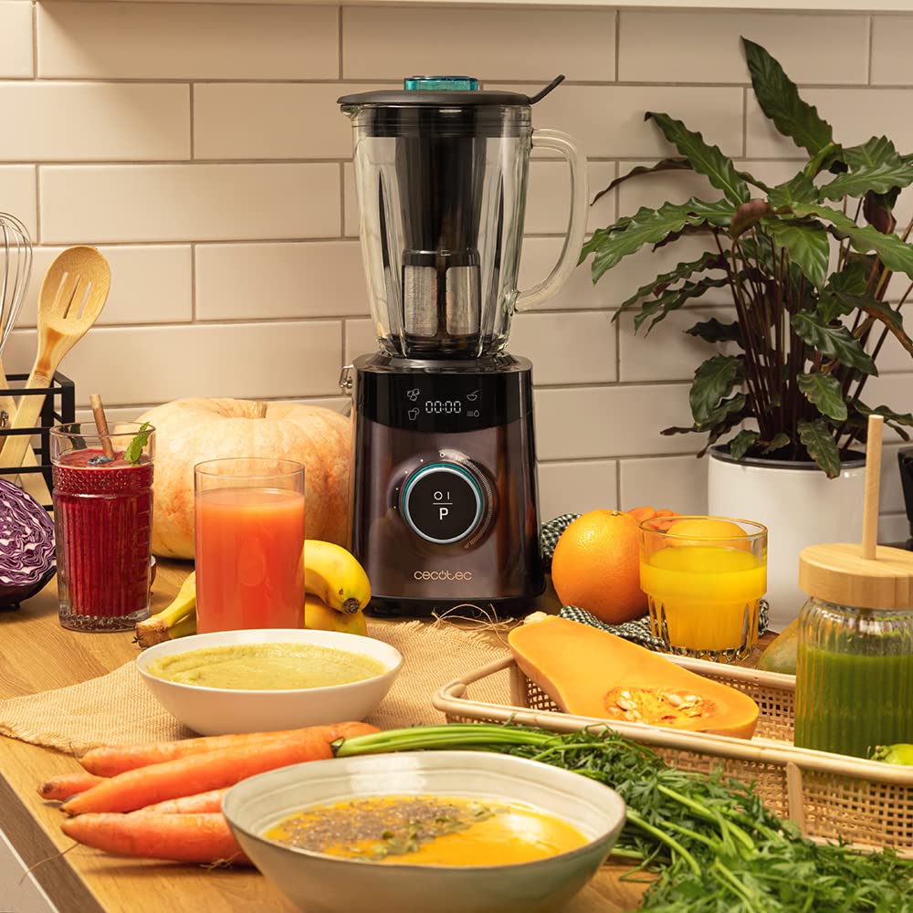 Cecotec Standmixer Power Black Titanium 1800MAX Blend It, 1800 W maximale Leistung, 5 Geschwindigkeiten, 6 Klingen aus Edelstahl, Ice-Crush-Funktion, Turbo- und Smoothie-Funktion, AutoClean-Funktion
