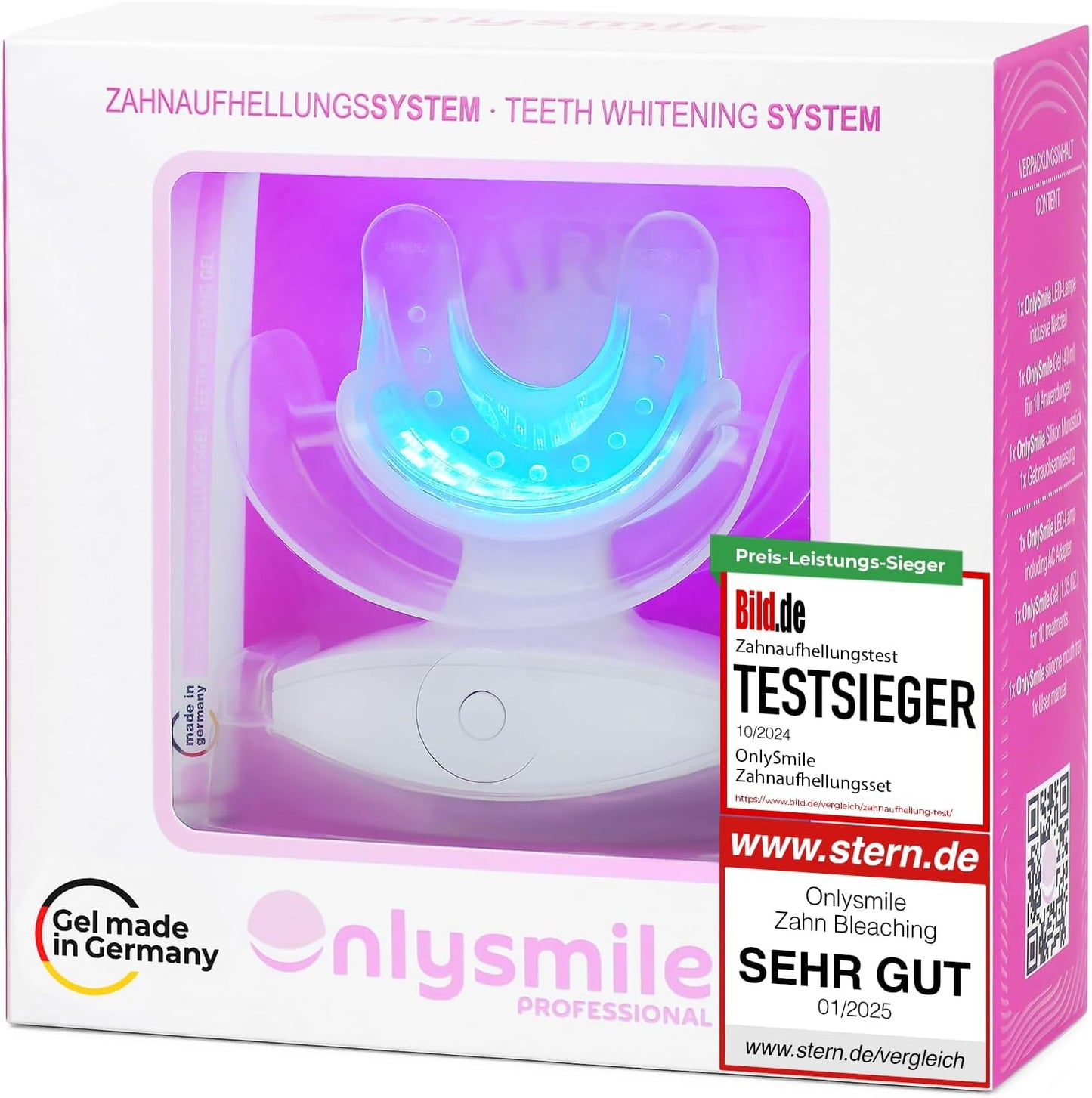 Onlysmile Zahnbleaching Set professionell | Testsieger 2024 | All in One Teeth Whitening Kit für Weiße Zähne mit sofort Effekt | Sichere Zahnaufhellung Bleaching Zähne aufhellen | Zahn bleach set
