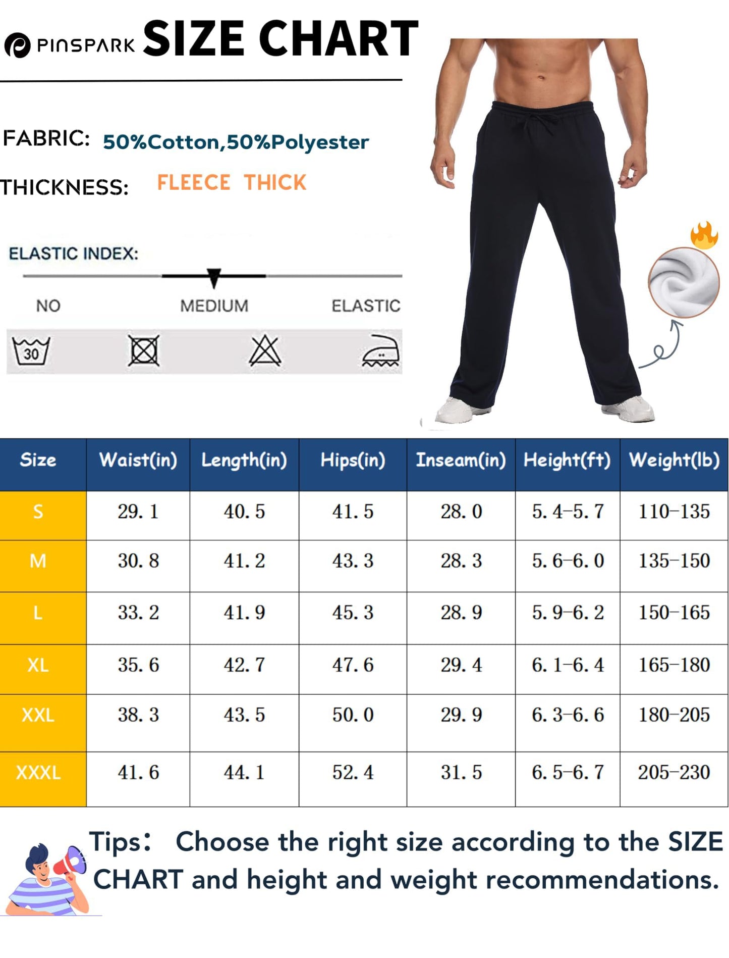 PINSPARK Men’s Winter Joggers – Fleece-Lined Sweatpants