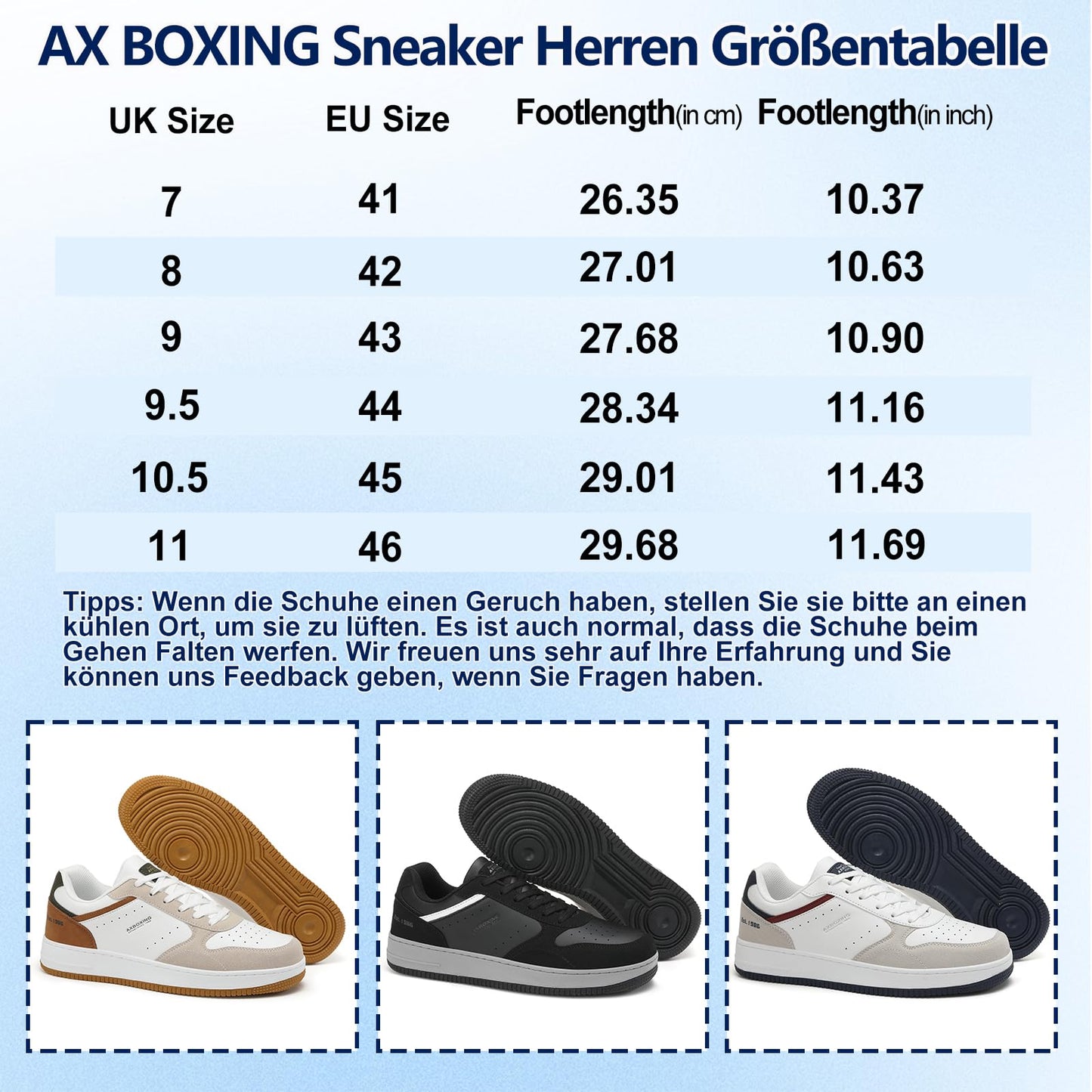 AX BOXING Men’s Casual Trainers – Lightweight Breathable Faux Leather Sneakers