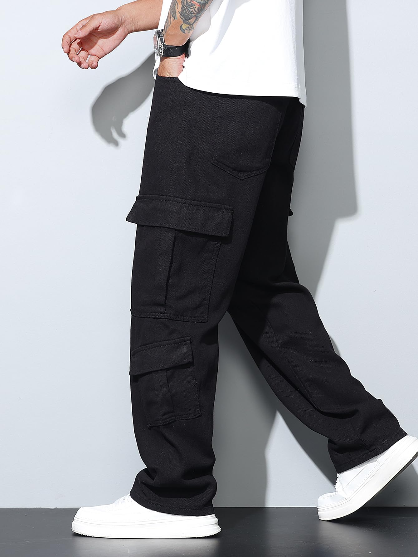 Men’s Casual Streetwear Baggy Cargo Jeans with Pockets