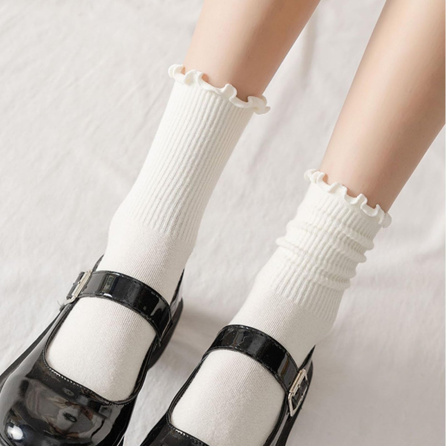 Women's Ruffle Socks – 6 Pairs Casual Cute Cotton Knit Socks