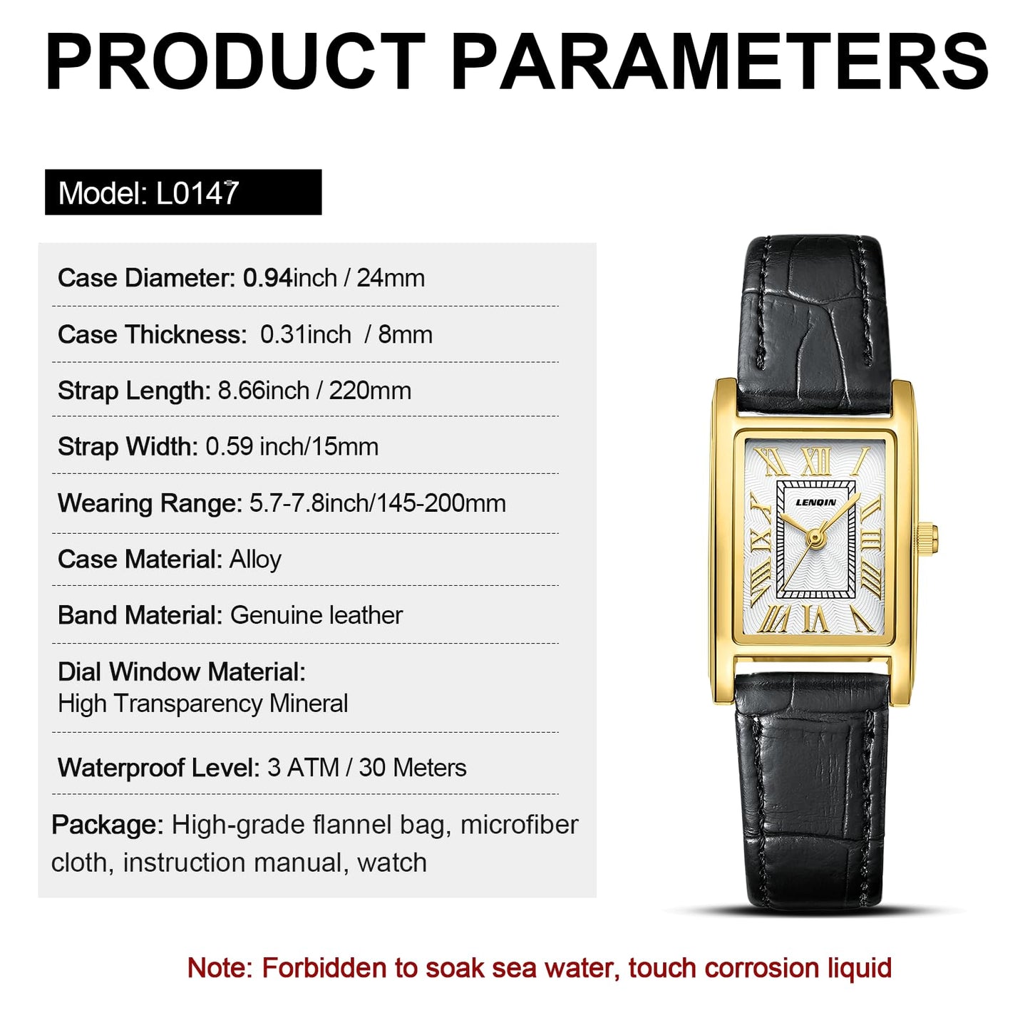 LN LENQIN Women's Watch Women's Classic Watch for Women Fashion Casual Waterproof Leather Analogue Quartz Women's Watch