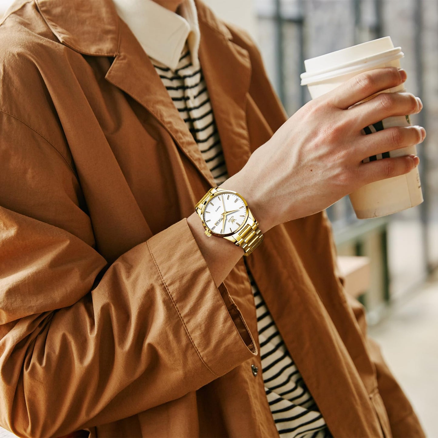 OLEVS Uhren Herren, Analoge Quarz Leucht Armbanduhr, wasserdichte Datum Edelstahl Herrenuhr, Klassische Mode Business Freizeituhren, Elegantes Geschenk für Männer