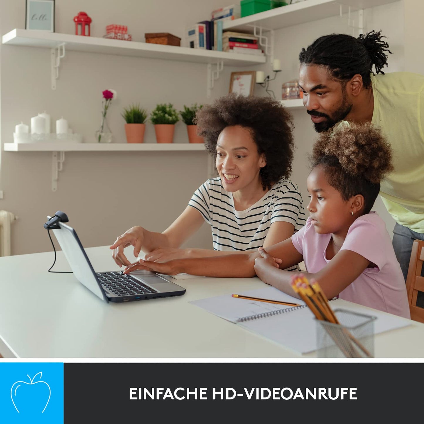 Logitech C270 Webcam, HD 720p, 60° Sichtfeld, Fester Fokus, Belichtungskorrektur, USB-Anschluss, Rauschunterdrückung, Universalhalterung, Für Skype, FaceTime, Hangouts, etc. - Schwarz