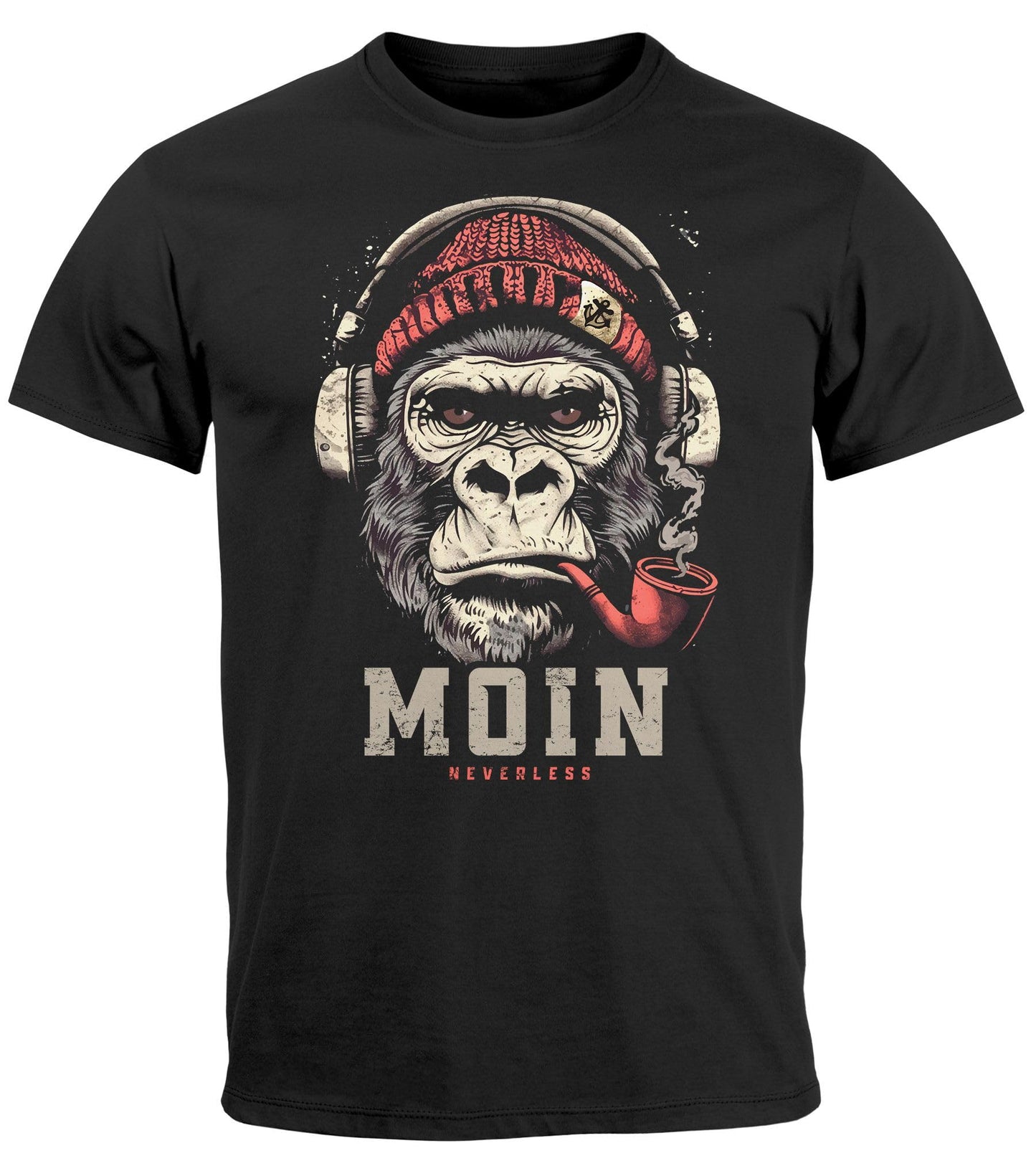 Neverless® Men's T-Shirt – "Moin" Gorilla Music Front Print