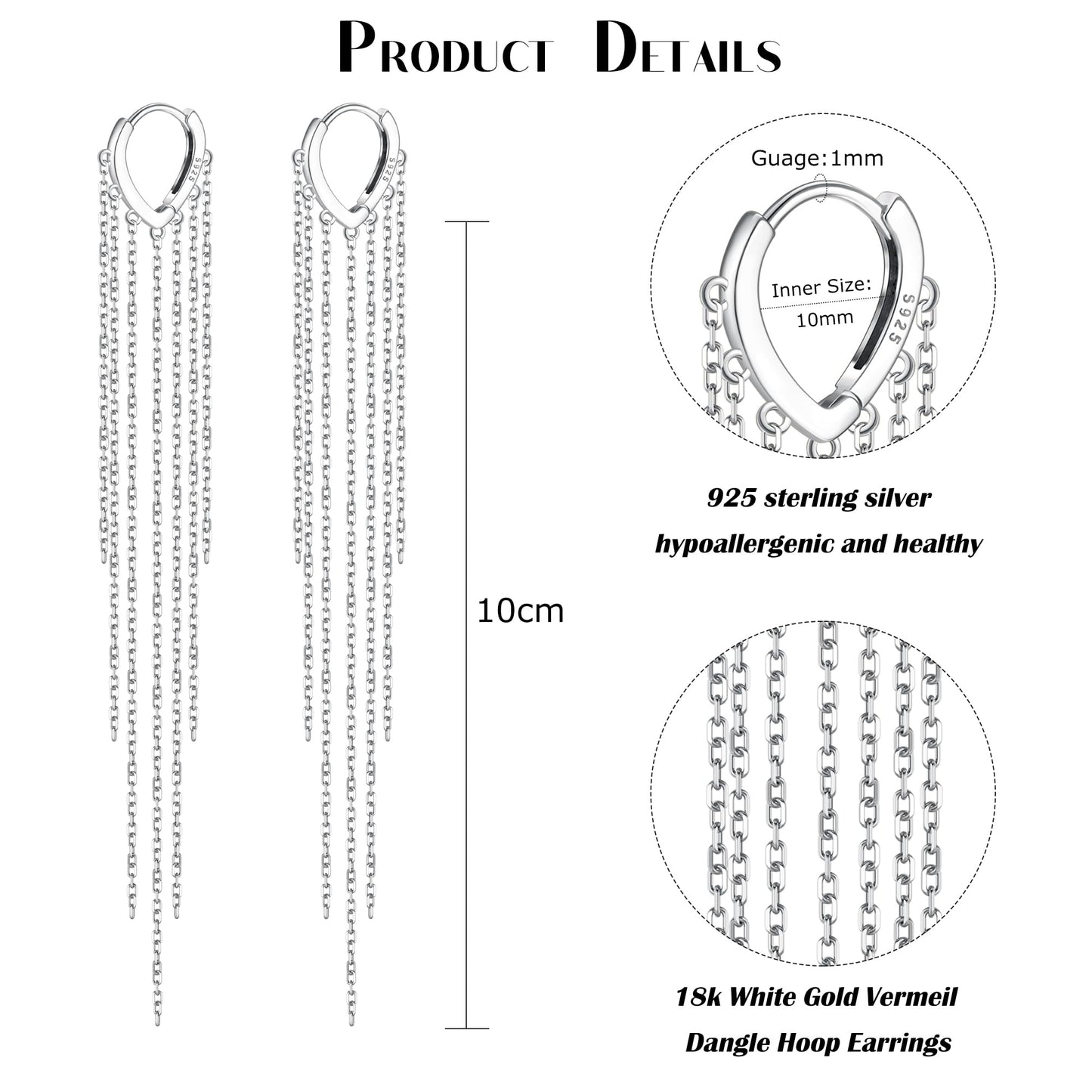 KRFY Long Tassel Hoop Earrings