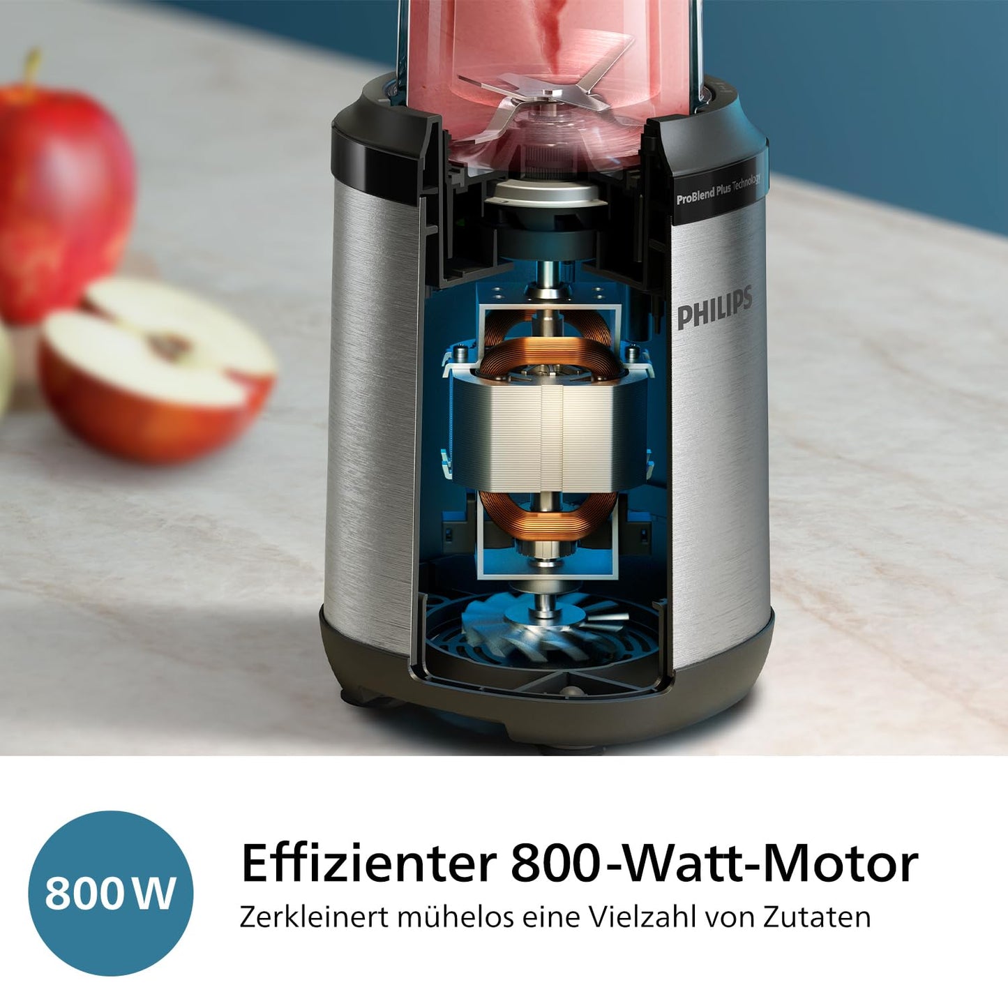 Philips Standmixer (450 Watt, ProBlend-Technologie, 1,9 Liter Kunststoffbehälter, inkl. Trinkflasche) schwarz