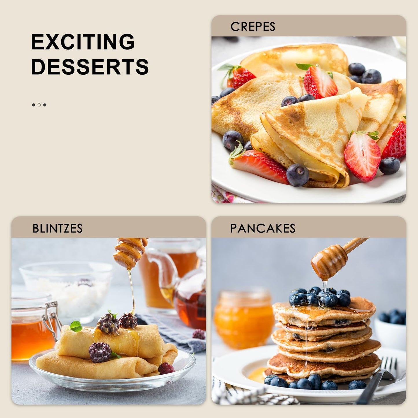 Yabano Crepe Maker, Diameter 30 cm, Retro Pancake Maker with Spatula and Dough Distributor, Crepe Iron for Sweet Crepes and Savoury Galettes