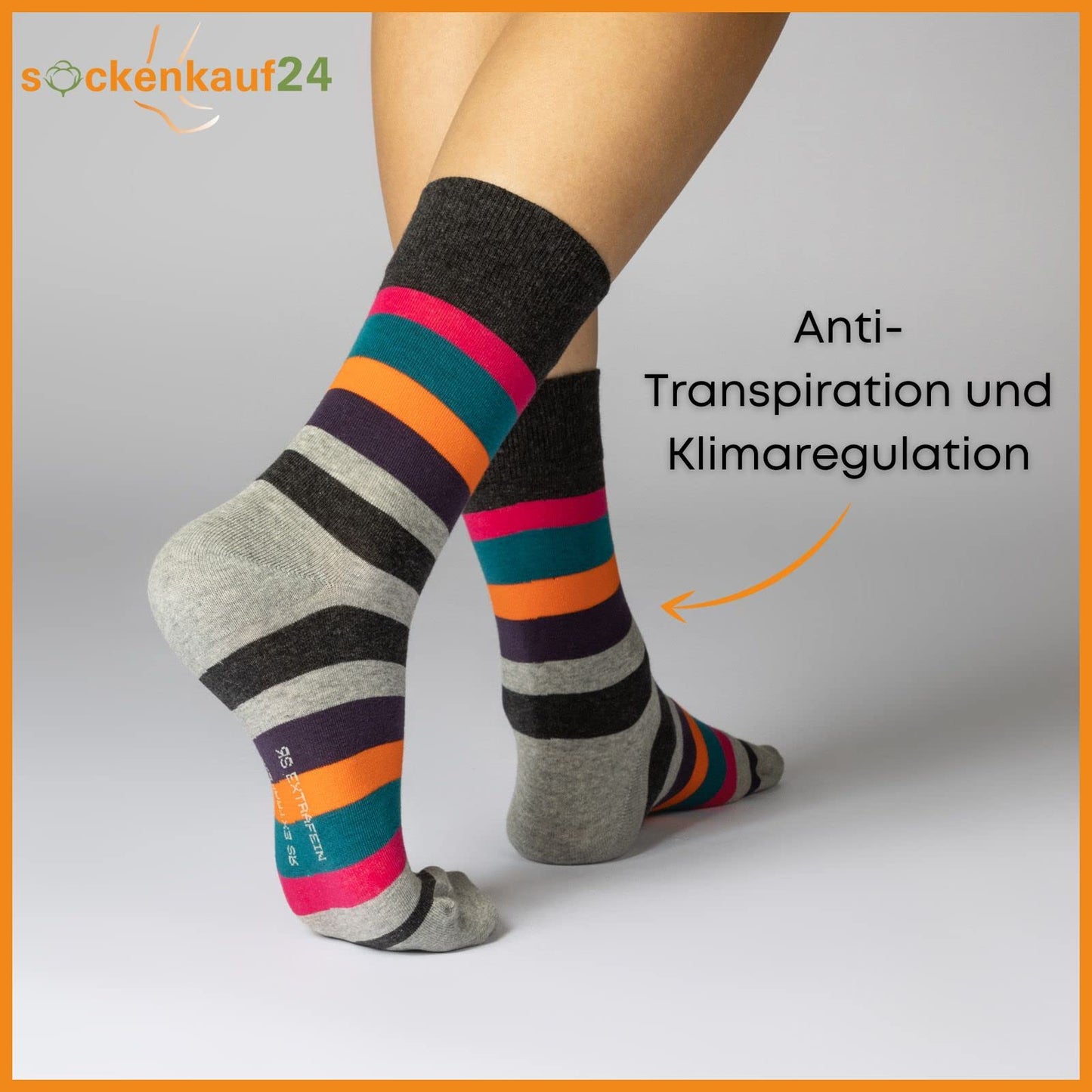 Women's Striped Socks Colorful Cotton with Comfort Cuff Seamless Toe (6 or 12 Pairs)