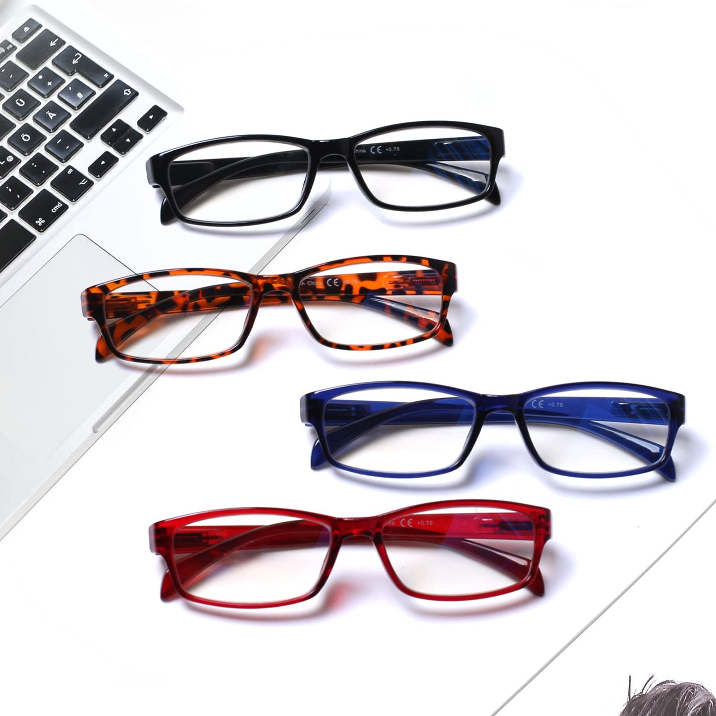 COJWIS Lesebrille 6 Pack herren und Damen Qualität Feder Scharnier Blaulichtfilter Leser Brille(6 Farbe Mischen-1, 2.00)