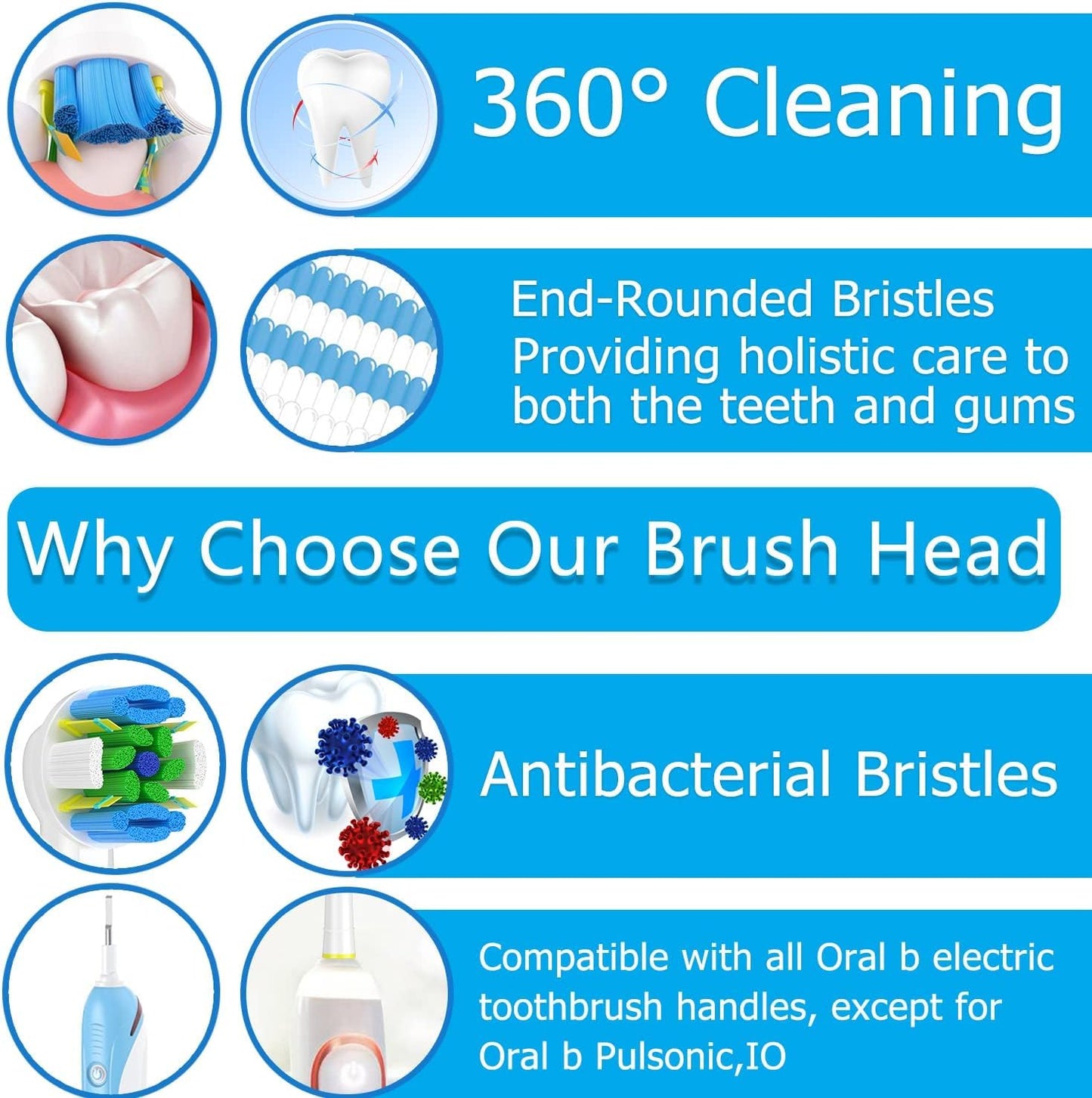 Qitizu Aufsteckbürsten Kompatibel mit Braun Oral b Elektrische Zahnbürste, 4 Floss, 4 Precision, 4 Sensitive, 4 EfficientClean Zahnbürstenaufsatz Aufsätze (16 Weiß)