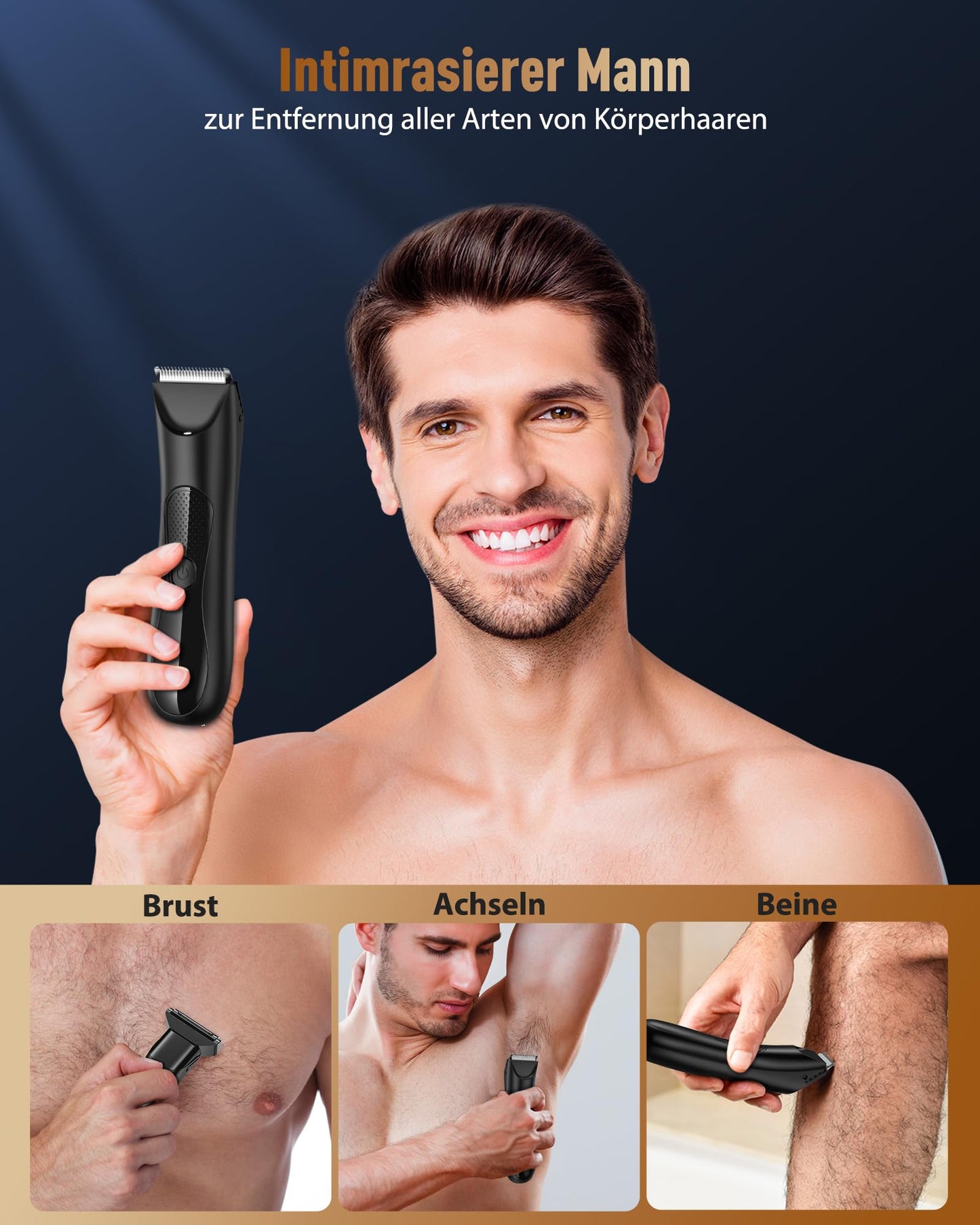 Intimrasierer Mann, RAOYAN 2 in 1 Rasierer Herren Elektrisch mit Stehender Ladestation, IPX7 Wasserdicht, Einstellbar Barttrimmer Herren, Intim Rasierer Männer für Bart, Intimbereich