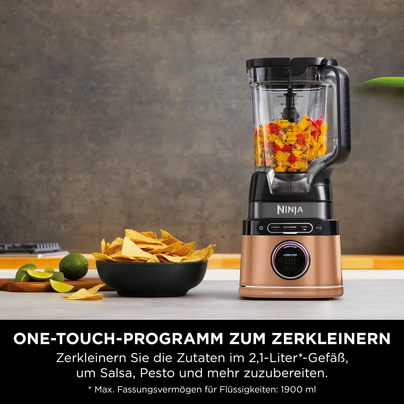 Ninja 2-in-1 Detect Power Mixer Pro & Single Serve, 1200W Mixer mit Krug, & Single Serve Tasse, Smoothies mixen, Gemüse hacken & Frozen Drinks mixen, Kupfer/Schwarz