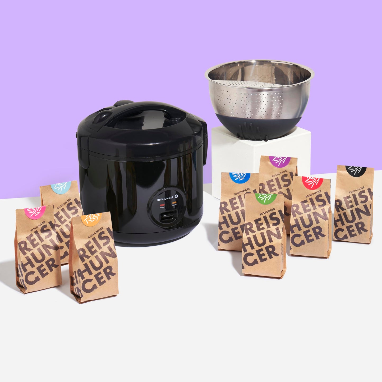 REISHUNGER Reiskocher & Dampfgarer mit Keramikbeschichtung - 1,2 L, Schwarz - Für 1-6 Personen - Schnelle Zubereitung ohne Anbrennen - Mit Warmhaltefunktion inkl. Dämpfeinsatz, Löffel & Messbecher