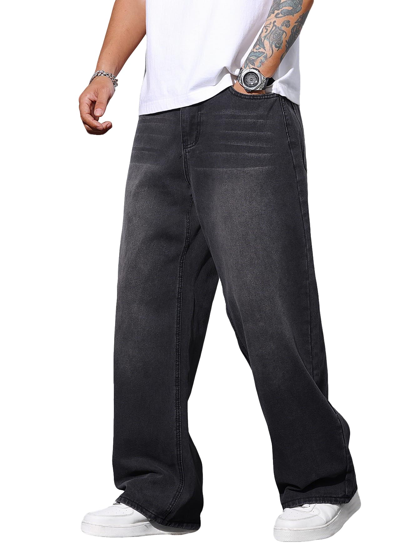 Zewool Men’s Irregular Seam Baggy Jeans
