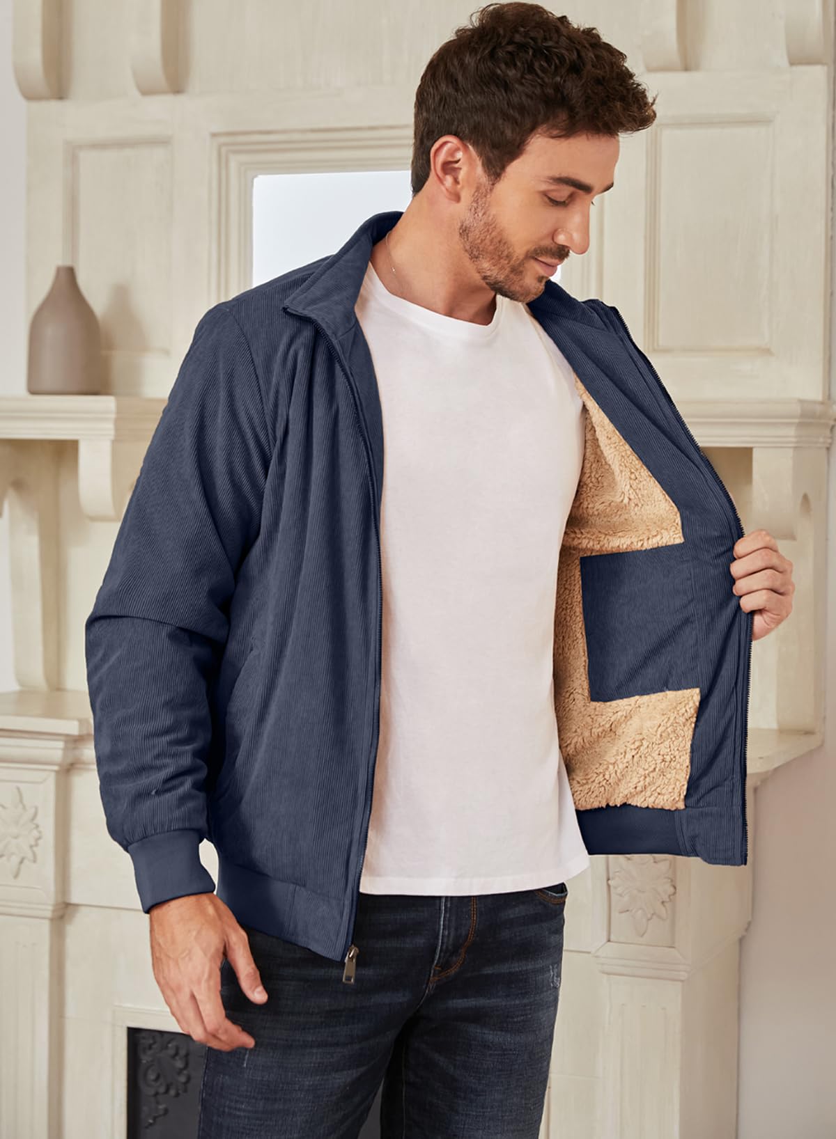 Men’s Corduroy Jacket – Fleece-Lined Winter Coat
