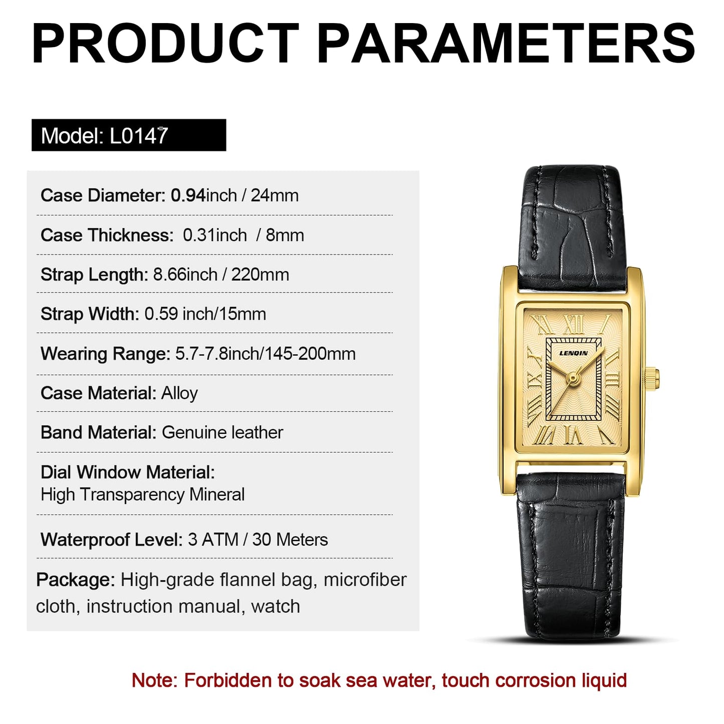 LN LENQIN Women's Watch Women's Classic Watch for Women Fashion Casual Waterproof Leather Analogue Quartz Women's Watch