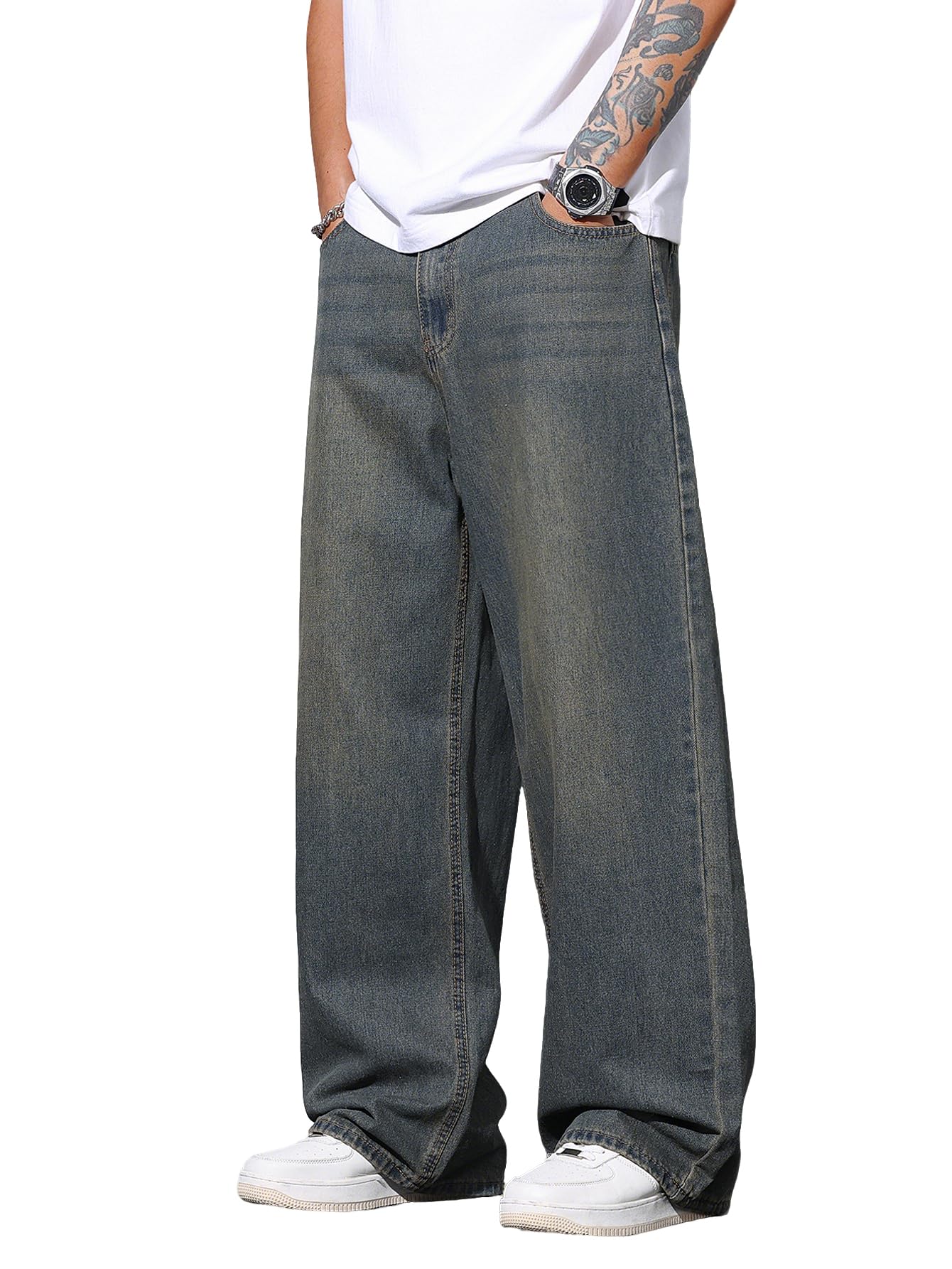 Zewool Men’s Irregular Seam Baggy Jeans