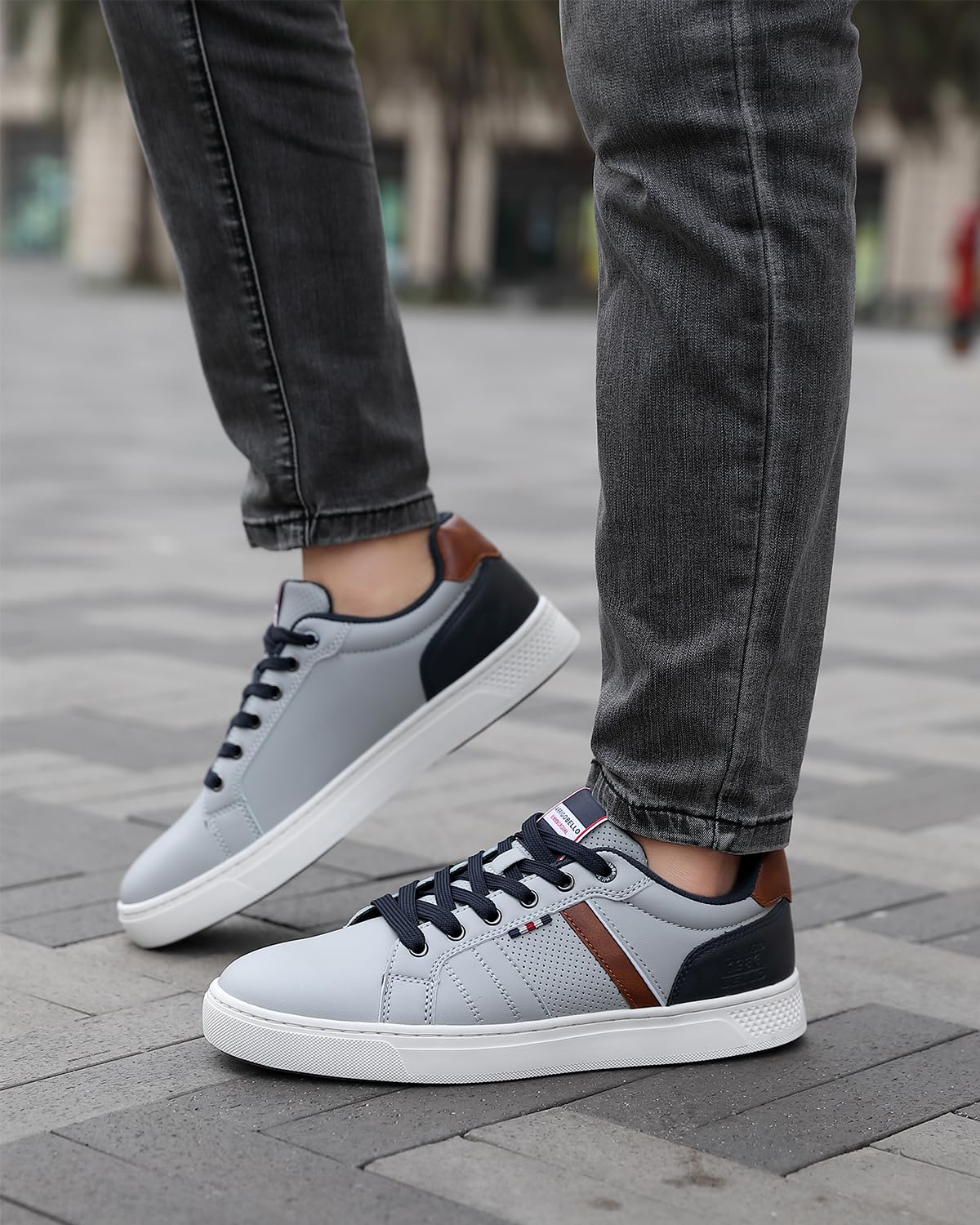 Men’s Casual Leather Sneakers – Lightweight Outdoor Trainers for Walking & Hiking