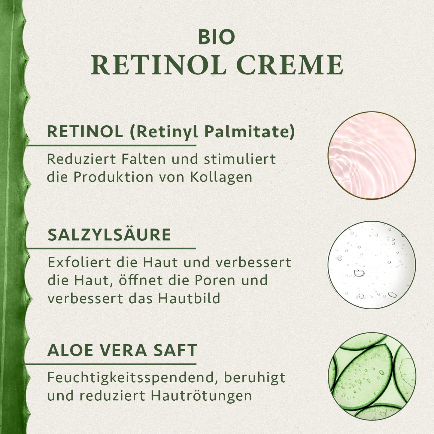 Retinol Cream with Organic Aloe Vera & Salicylic Acid – 100ml