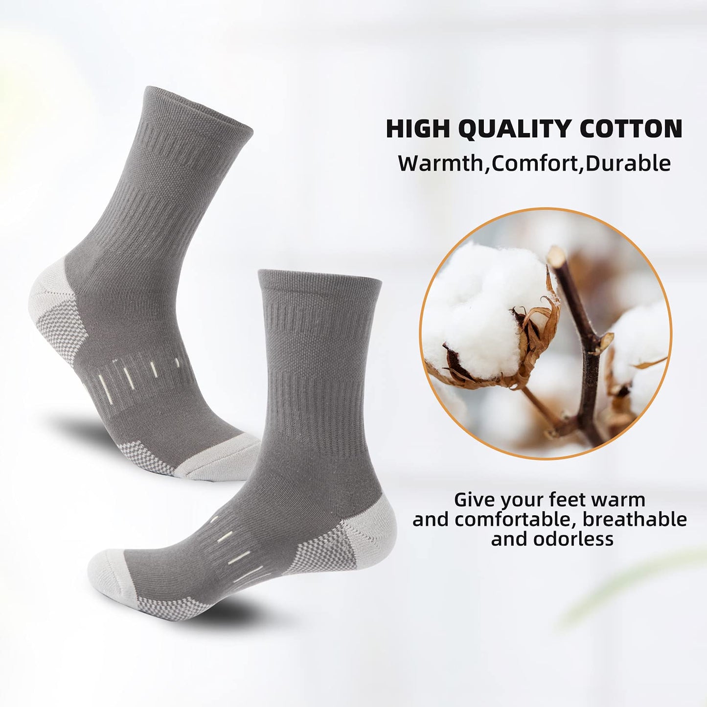 BUDERMMY Men’s Cushioned Hiking & Sports Socks – 6 Pack