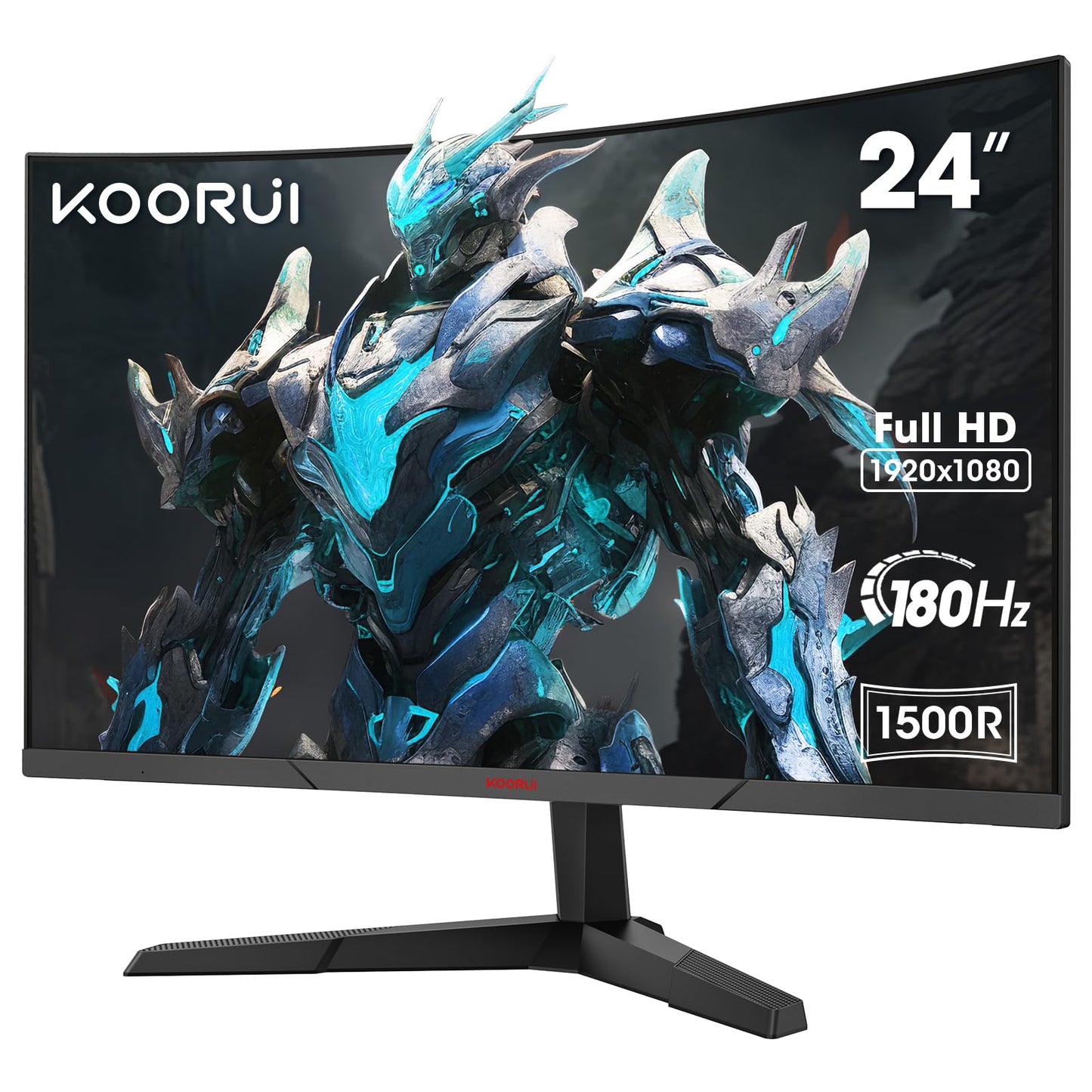 KOORUI 24 Zoll Curved Gaming Monitor, FHD 1080p, 1ms Reaktionszeit,180Hz Bildwiederholraten, HDMI 2.0/DP 1.2, 250cd/m² Helligkeit