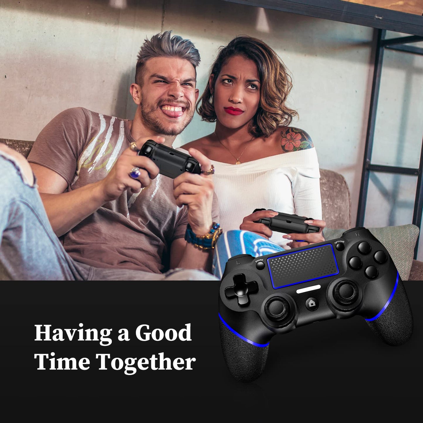 Shiptree Wireless Controller für PS-4, Game Controller Kompatibel mit PS-4/Slim/Pro/PC, mit Dual Vibration/6-Achsen Gyro Sensor/Hochpräzises Touchpanel/Audio Jack, 360°-Joystick Präzise Kontrolle -Rot