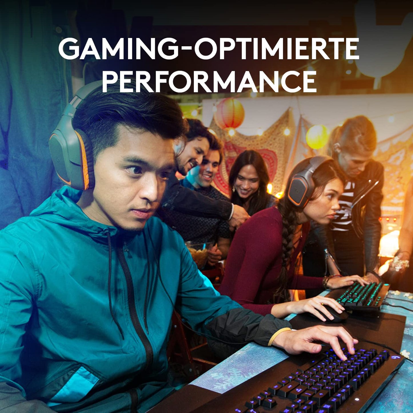 Logitech G213 Prodigy Gaming-Tastatur, RGB-Beleuchtung, Programmierbare G-Tasten, Multi-Media Bedienelemente, Integrierte Handballenauflage, Spritzwassergeschützt, Deutsches QWERTZ-Layout - Schwarz