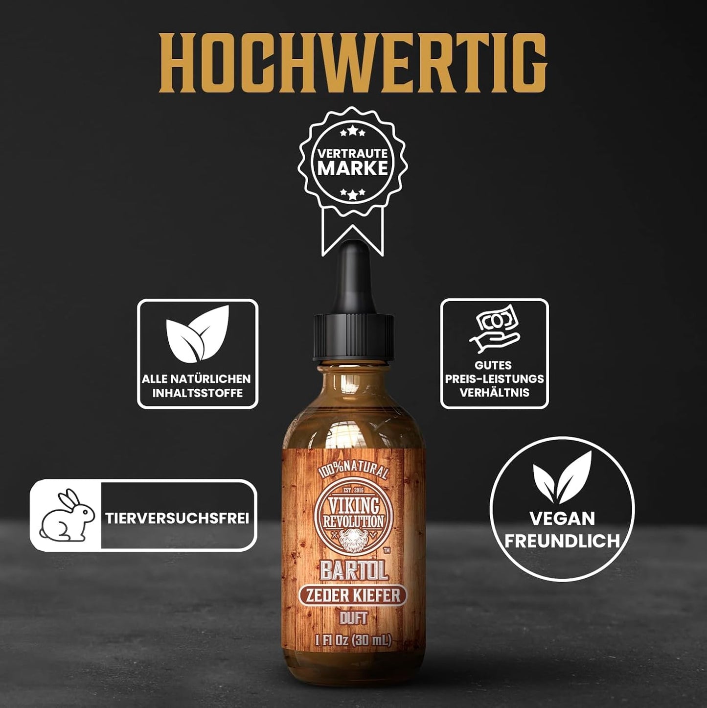 Viking Revolution - Bartöl - Macht Weich, Schützt und Stärkt - Natürliches Argan- und Jojobaöl - Bartöl Herren - Geschenke Für Männer - Sandelholz - 30 ml