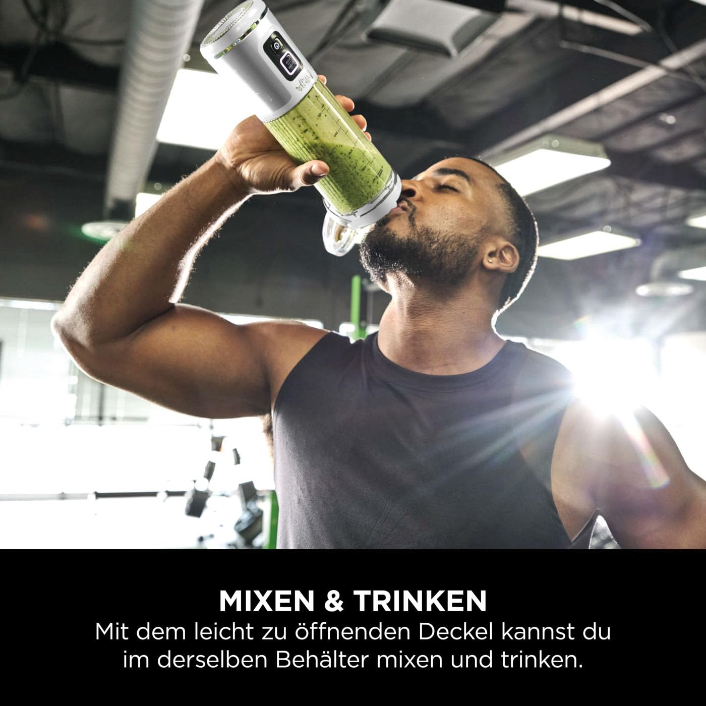 Ninja Blast Tragbarer Mixer / Blender / Smoothie Maker, 530ml Becher, Auslaufsicherer Deckel, Leistungsstarker Mini Standmixer, Kabellos & Wiederaufladbar, Zerkleinert Eis & Obst, Schwarz
