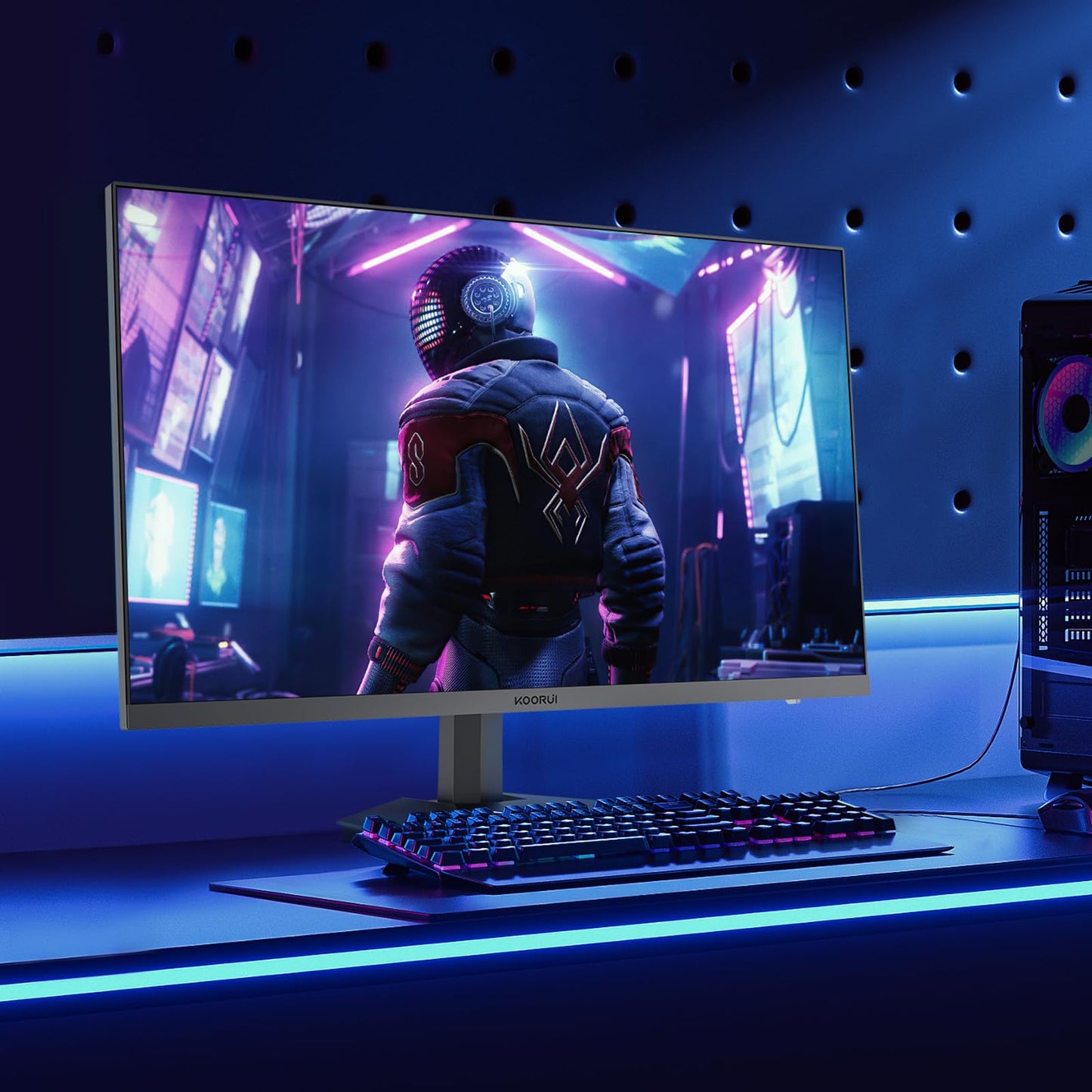 KOORUI Gaming Monitor 27 Zoll, 170Hz, IPS, 2K QHD(2560 x 1440p), HDR 400, 1ms, Adaptive Sync, DisplayPort, HDMI, 100% sRGB, Höhenverstellbar, Augenpflege, VESA 75x75