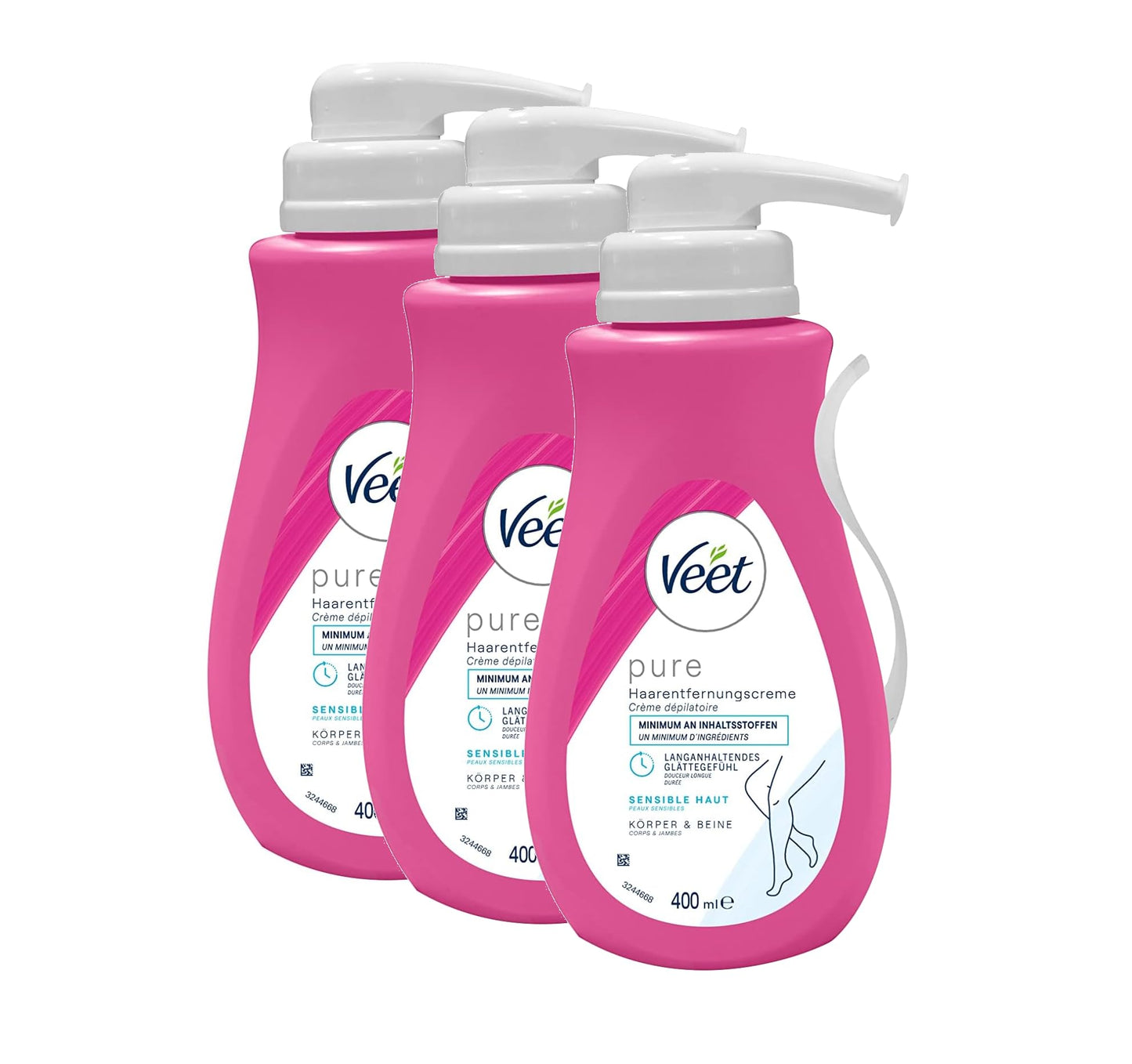 Veet Sensitive Haarentfernungscreme – Schnelle & effektive Haarentfernung für seidig-glatte Haut – Anwendungszeit 5-10 Minuten, Spender mit Spatel, 400 ml (1er Pack)
