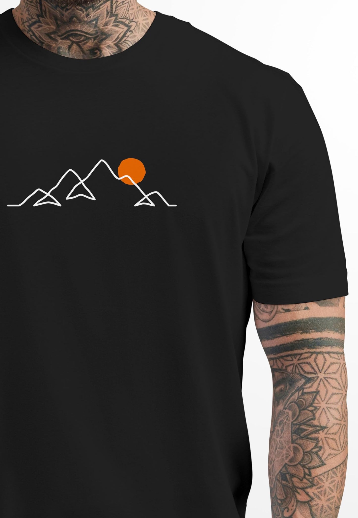 Neverless® Men’s Line-Art Mountain Print T-Shirt