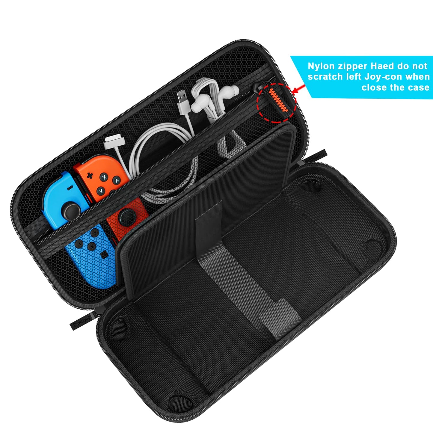 daydayup Tasche Kompatibel mit Nintendo Switch und New Switch OLED, Harte Tragetasche Hülle Case für die Nintendo Switch, Schutzhülle mit Aufbewahrung für 20 Spiele, Konsole & Zubehör - Schwarz
