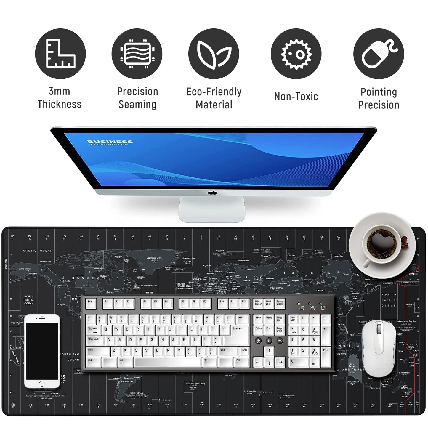 Anpollo Gaming Mouse Mat XXL 900 x 400 x 3 mm Non-Slip Desk Mat Table Mat Multifunctional Office Mouse Mat, Type 1