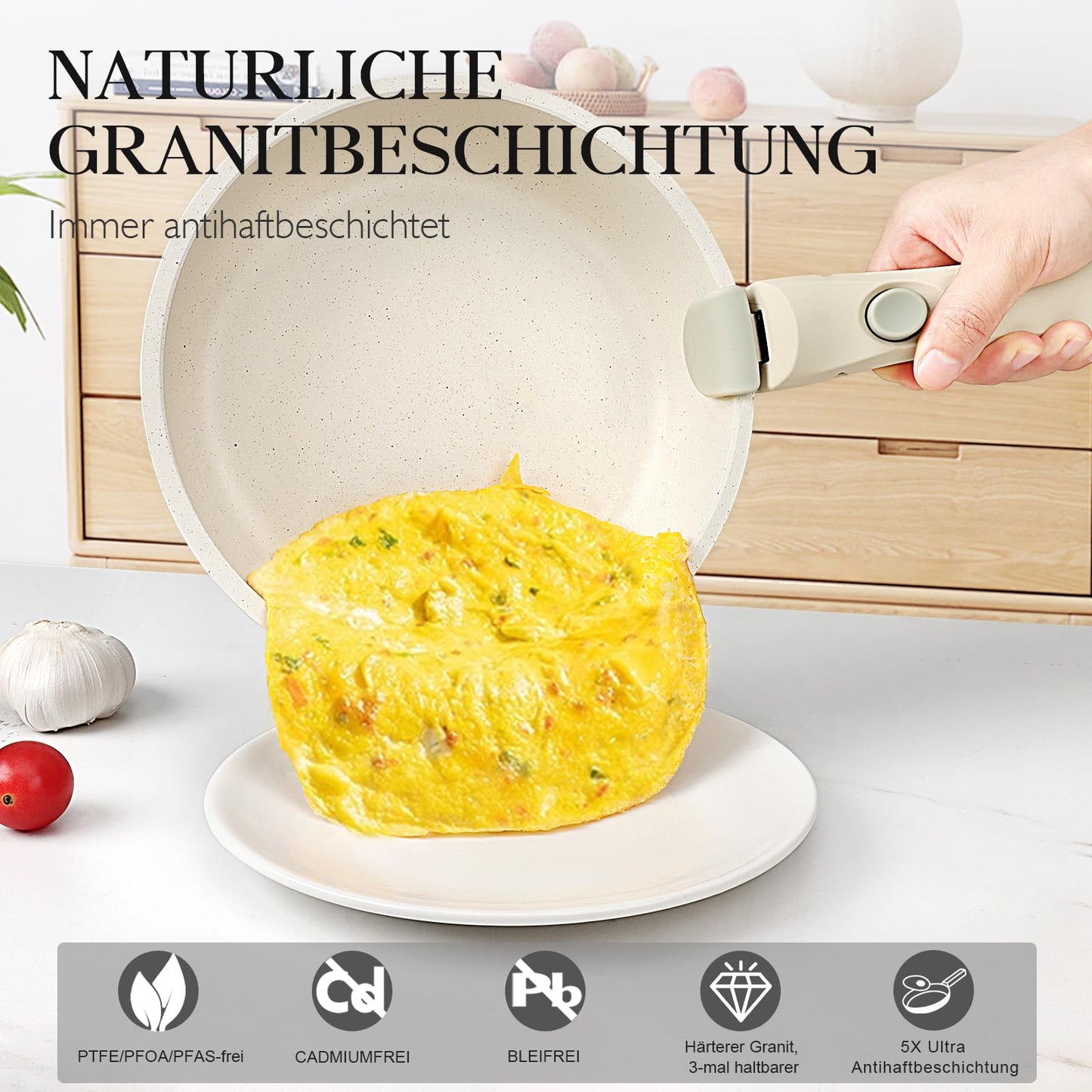 GiPP Topfset mit Abnehmbarer Griff, 11-Teilig Topf und Pfannenset mit Antihaft Beschichtet, Topfset Induktion Kochtopf Set, Backofenfest, für Alle Herdarten, PTFE/PFOA-frei, Weiß