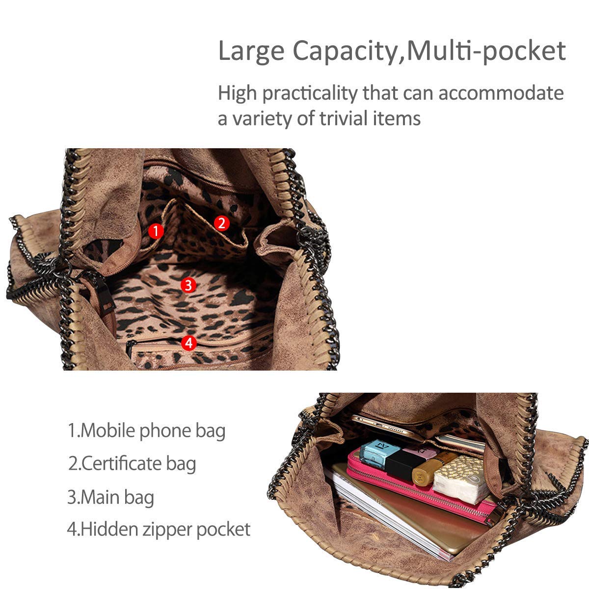 Women’s Chain Crossbody Bag – Large Hobo Shoulder Bag