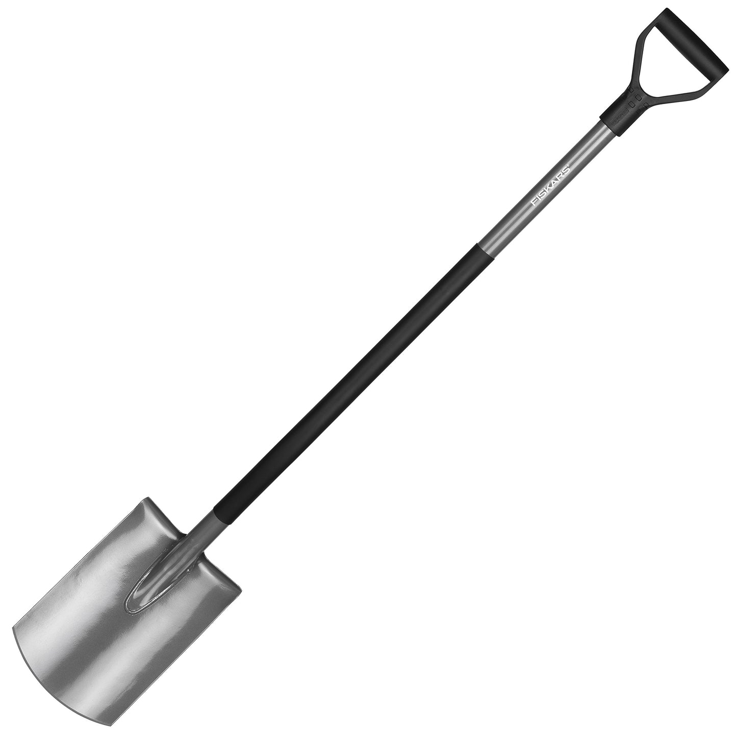 Fiskars Gärtnerspaten, Spitz, Spaten für harte, steinige Böden, Länge: 125 cm, Hochwertiger Borstahl, Grau/Schwarz, Ergonomic, 1070639