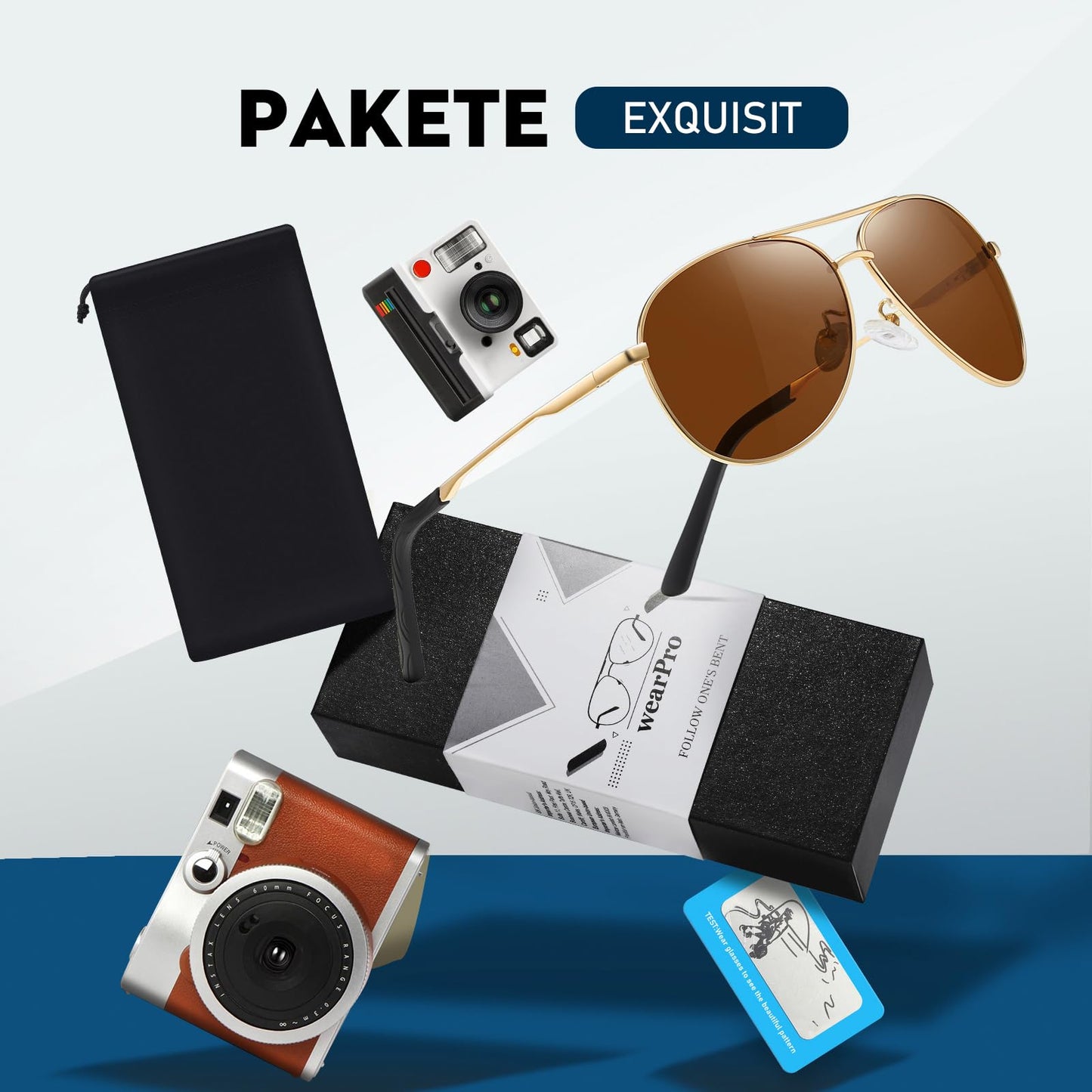 wearPro Sonnenbrille-Herren-Damen-Polarisiert Premium Metallrahmen Sonnenbrillen Unisex mit UV400 Schutz Vintage Schwarz Fahrerbrille