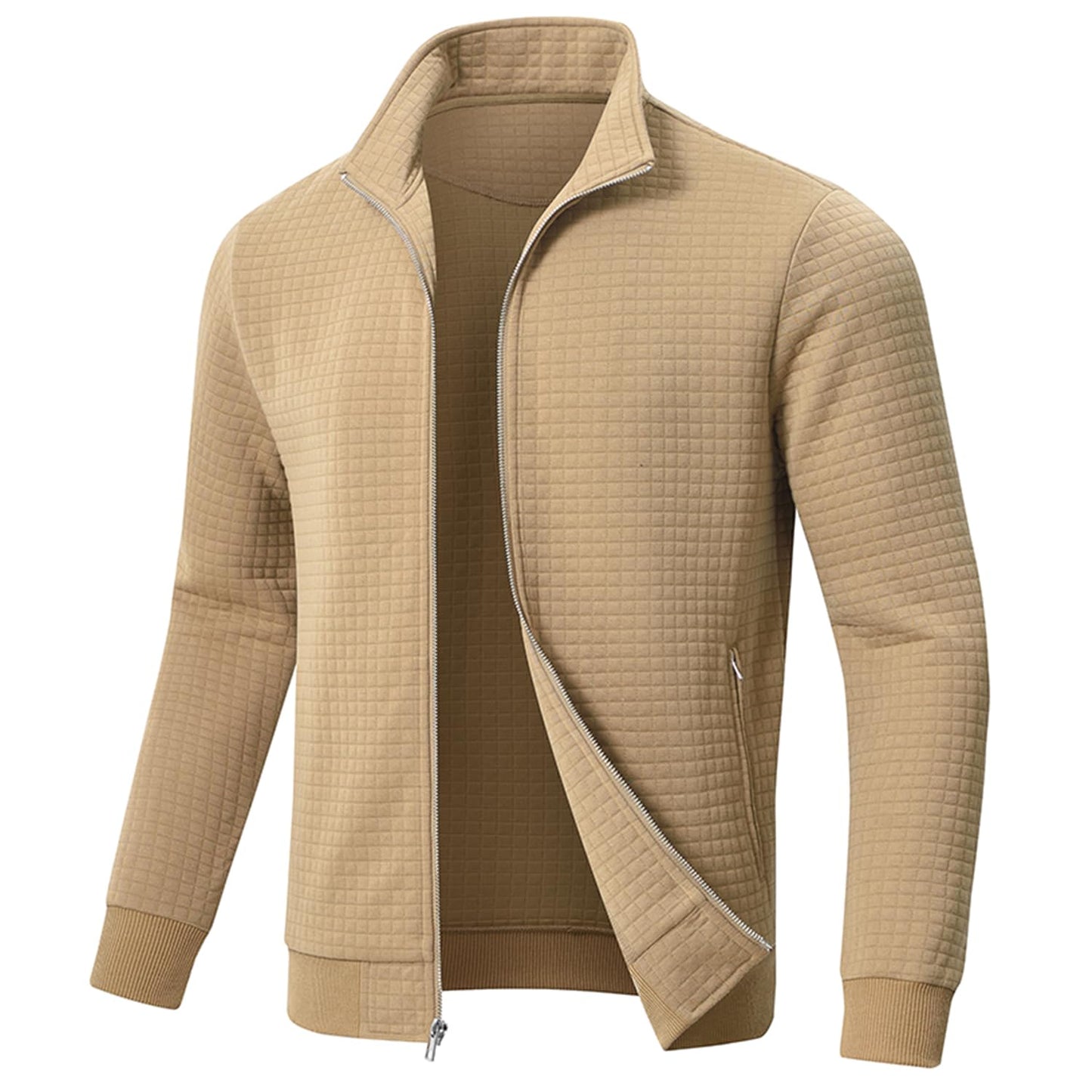Men’s Transitional Jacket – Lightweight Winter Jacquard Coat with Zipper Pocket