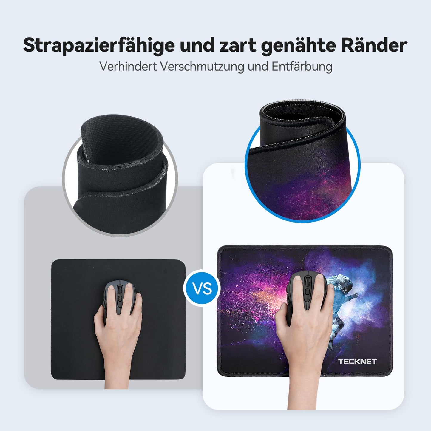 TECKNET Mauspad, 280 x 210 mm Gaming Mousepad mit Wasserdicht und Rutschfester Gummi für PC-Büro, Arbeit, Gaming, Studium, Laptop, Computer, Zuhause-Schwarz