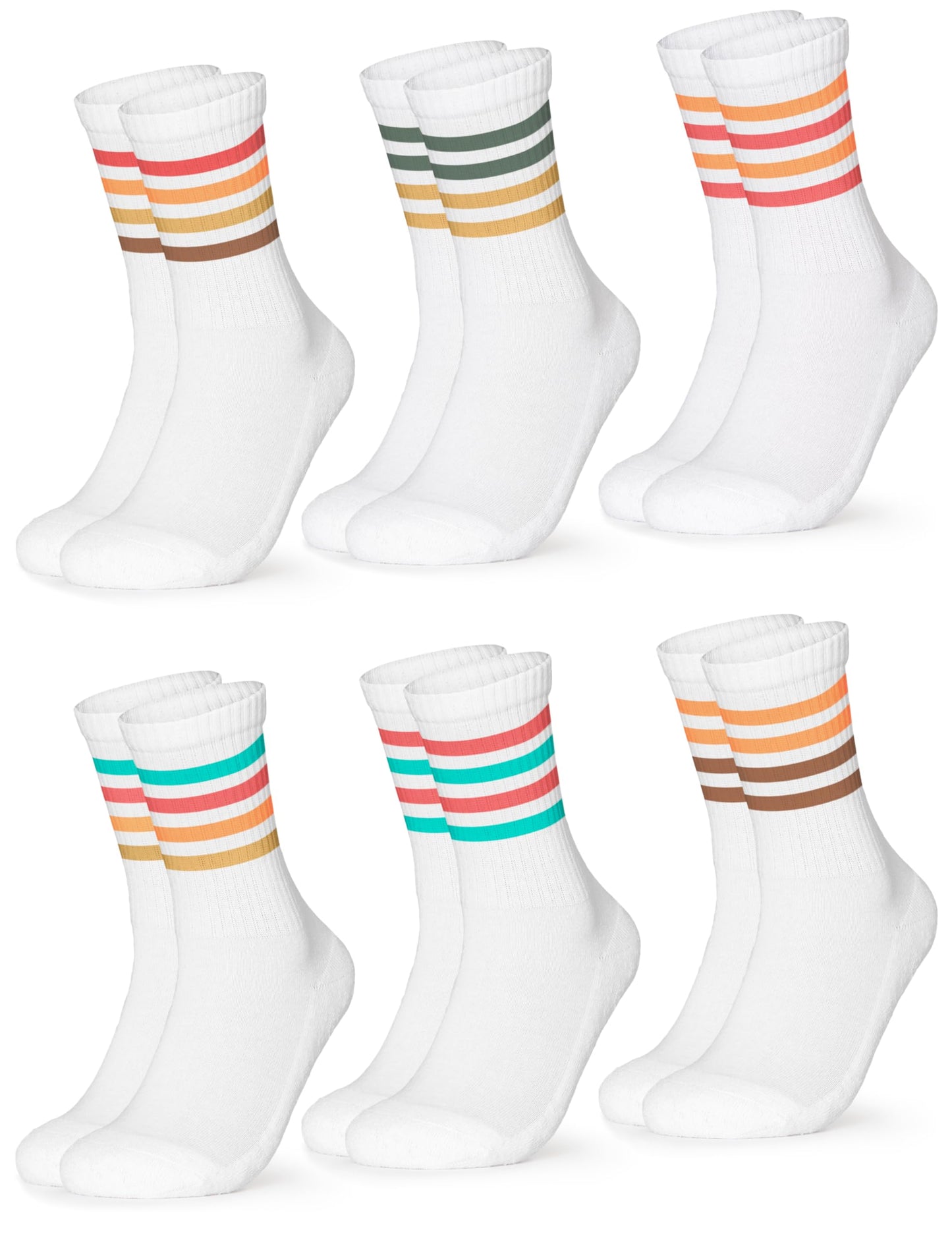Occulto Women's Retro Tennis Socks – 6-Pack