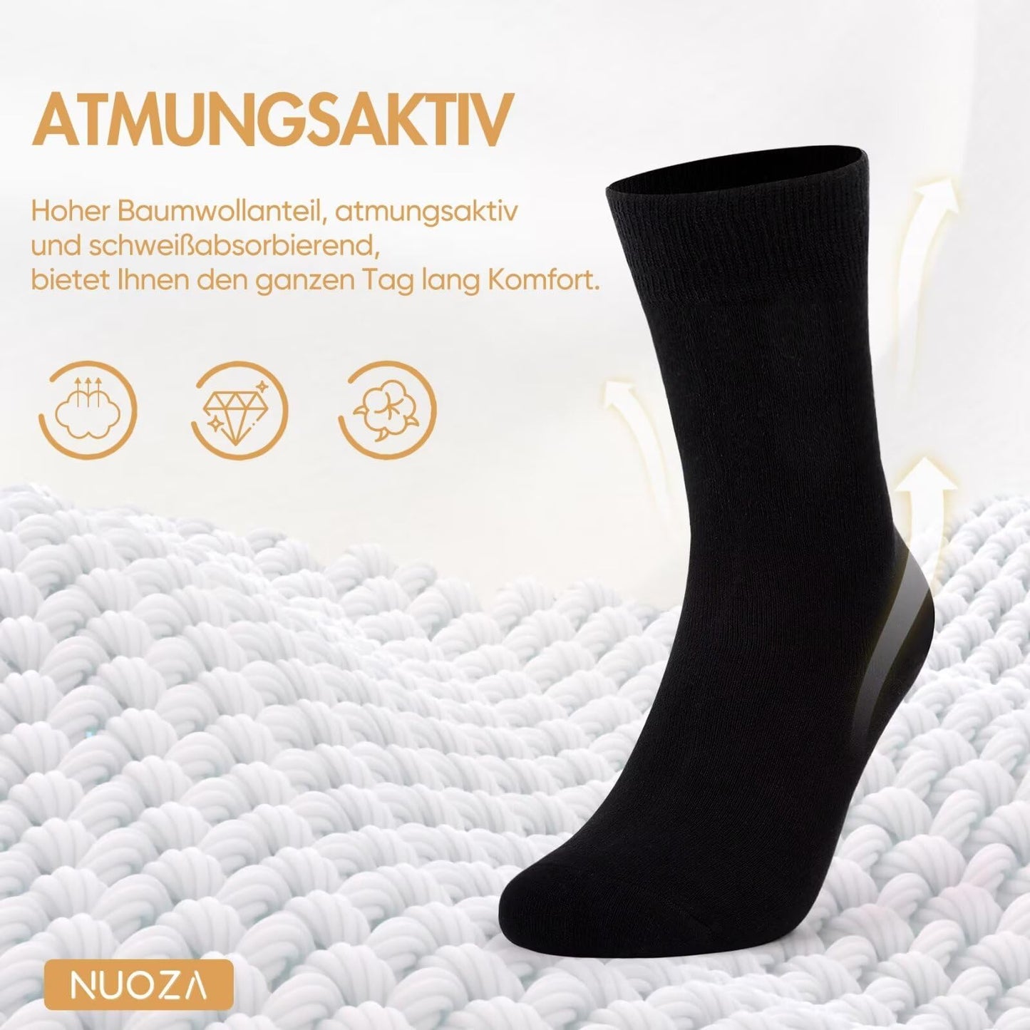 12 Pairs Cotton Sports Socks for Men – Breathable Black/White Business Socks