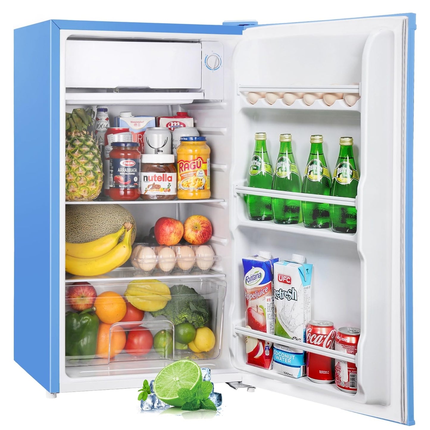 Upstreman 91L Refrigerator with Freezer, Small Refrigerator with Vegetable Compartment and Freezer, Adjustable Thermostat, Mini Fridge for Dorm, Office, Bedroom, White-BR321