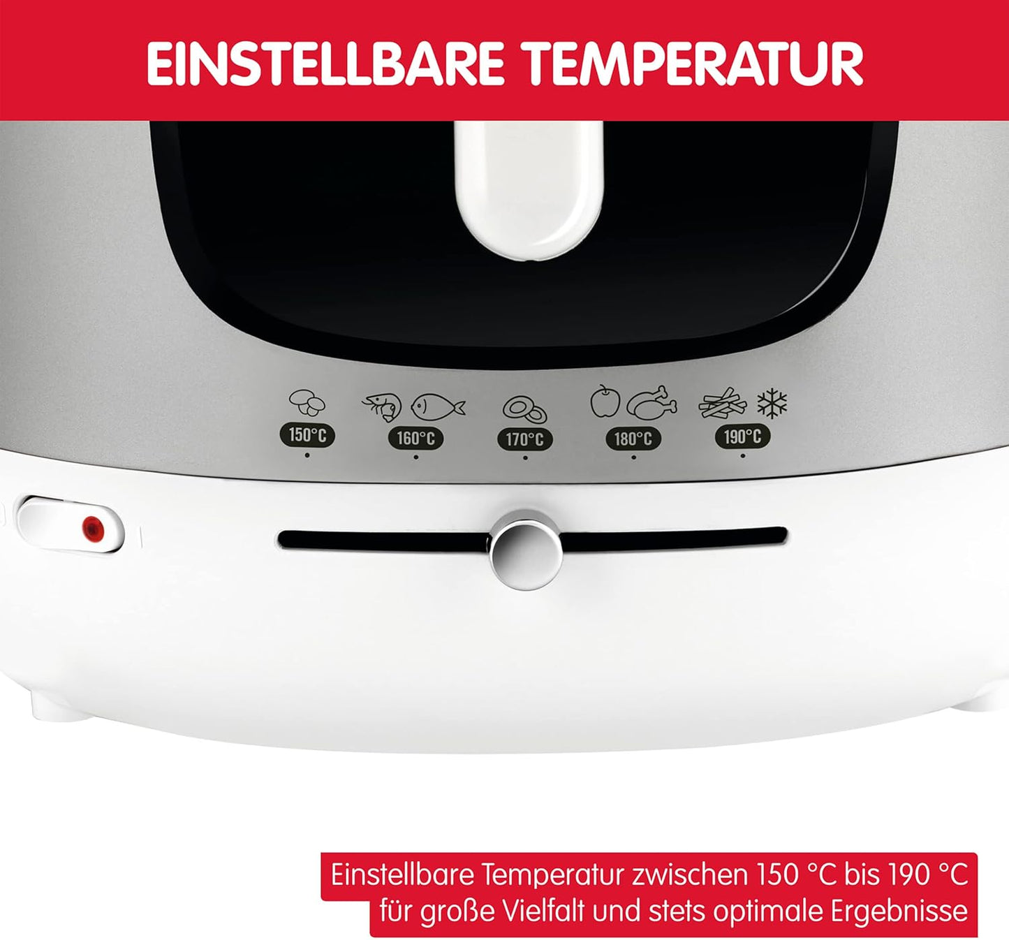 Moulinex Mega 2kg Fritteuse, Fritteuse mit Öl, Anti-Geruchs-Filter, regelbare Temperatur, leichte Reinigung, knusprige Pommes, 1.800 Watt, für bis zu 8 Personen, weiß/silber, AM4800
