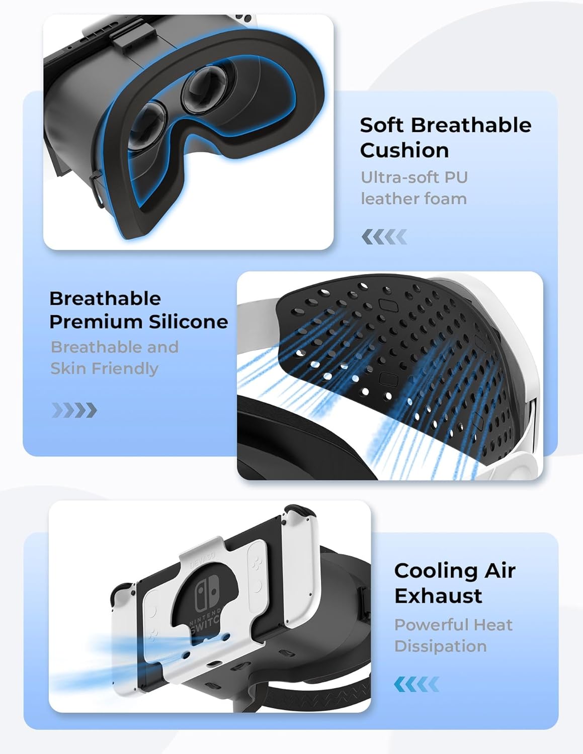 DEVASO VR Brille für Nintendo Switch/Switch OLED mit einstellbaren HD-Linsen, 3D VR (Virtual Reality) Headset Spiele Zubehör Set, Switch VR Labo Goggles Brille