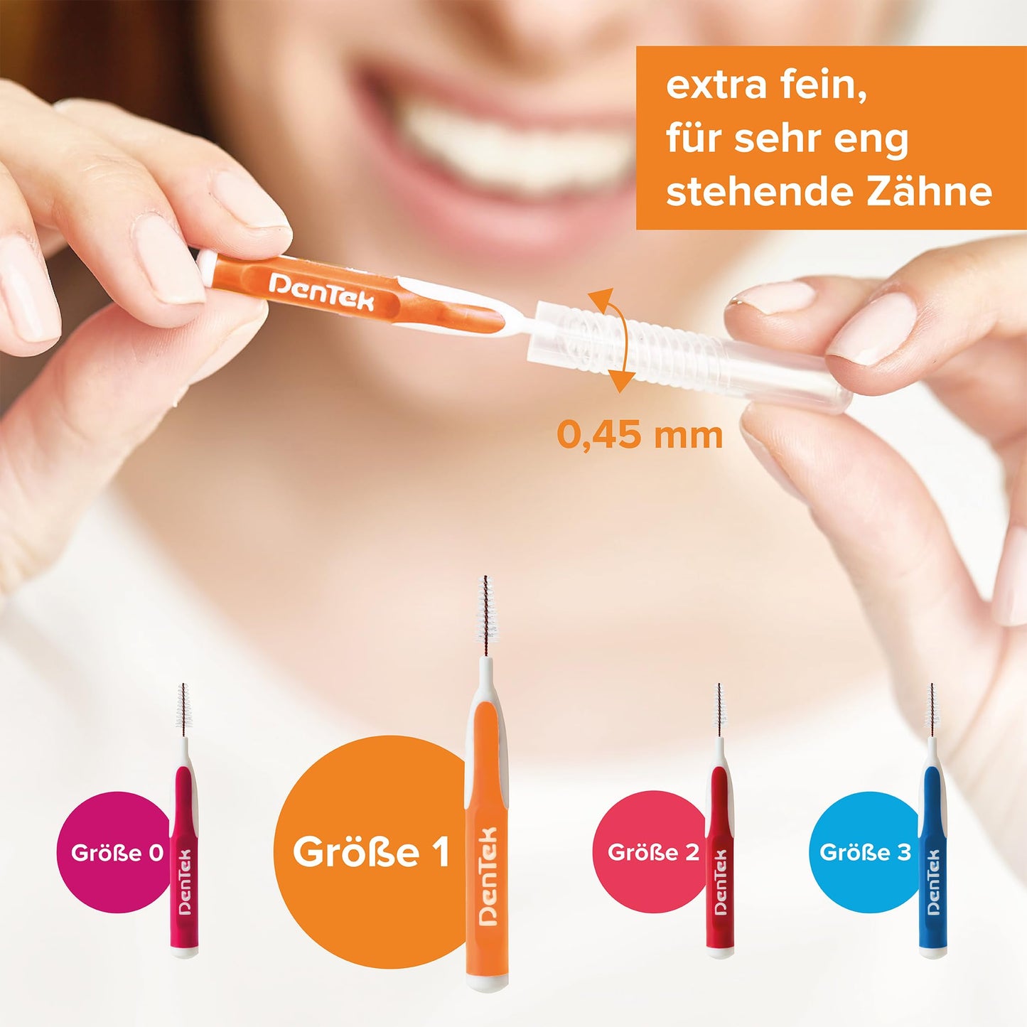 DenTek Slim Brush - Größe 1 - extra fein - für sehr enge Zahnzwischenräume - mit Minzgeschmack und hygienischer Schutzkappe, 32 Stück Pink